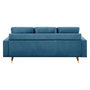 Voir la diapositive 6 : MARKET24 Canapé d'angle fixe réversible - 3 places - Tissu bleu - Pieds bois et doré - L 194 x P 139 x H 83 - NEW YORK