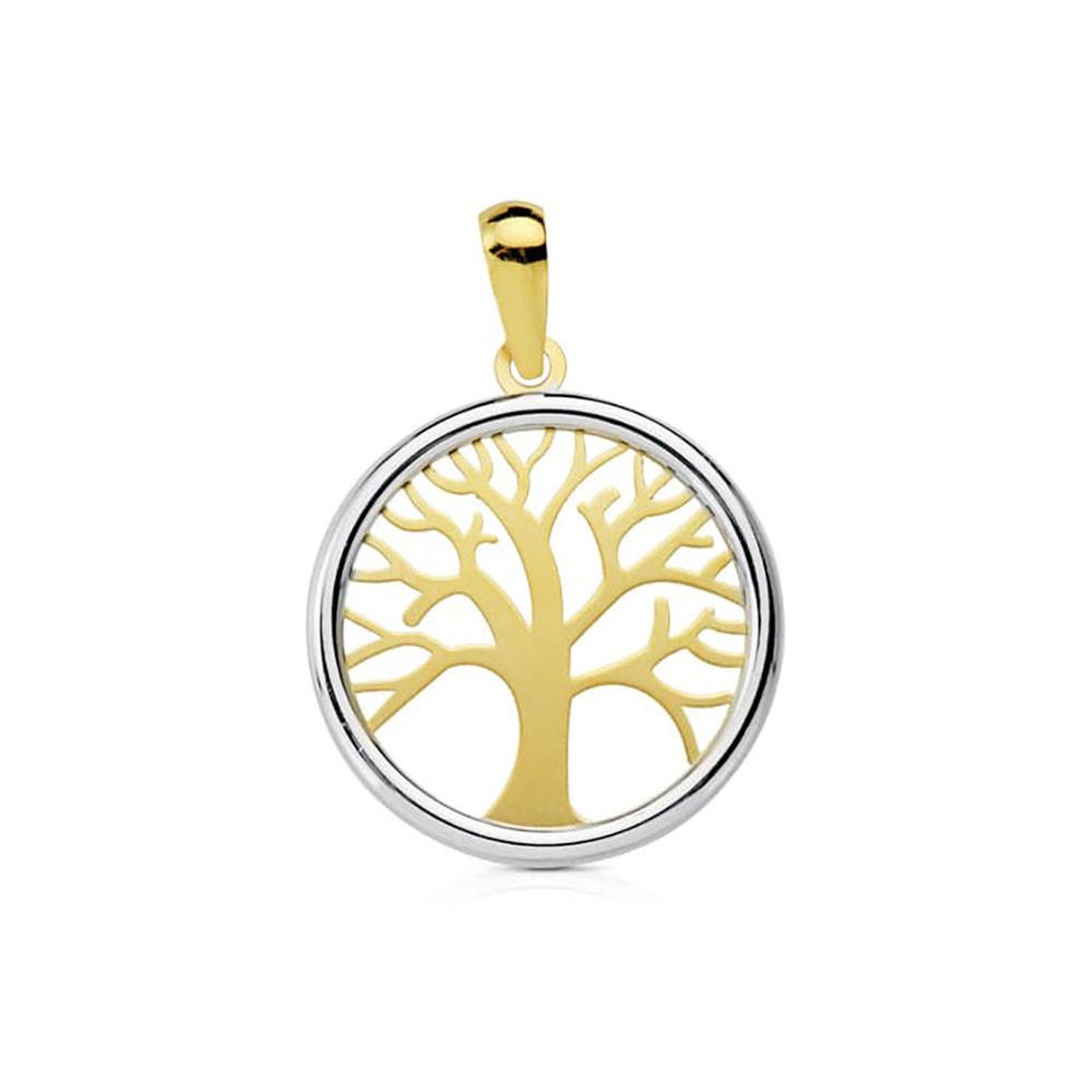 L'ATELIER D'AZUR Pendentif Or 18 Carats 750/000 Bicolore Arbre de Vie - Chaine Offerte