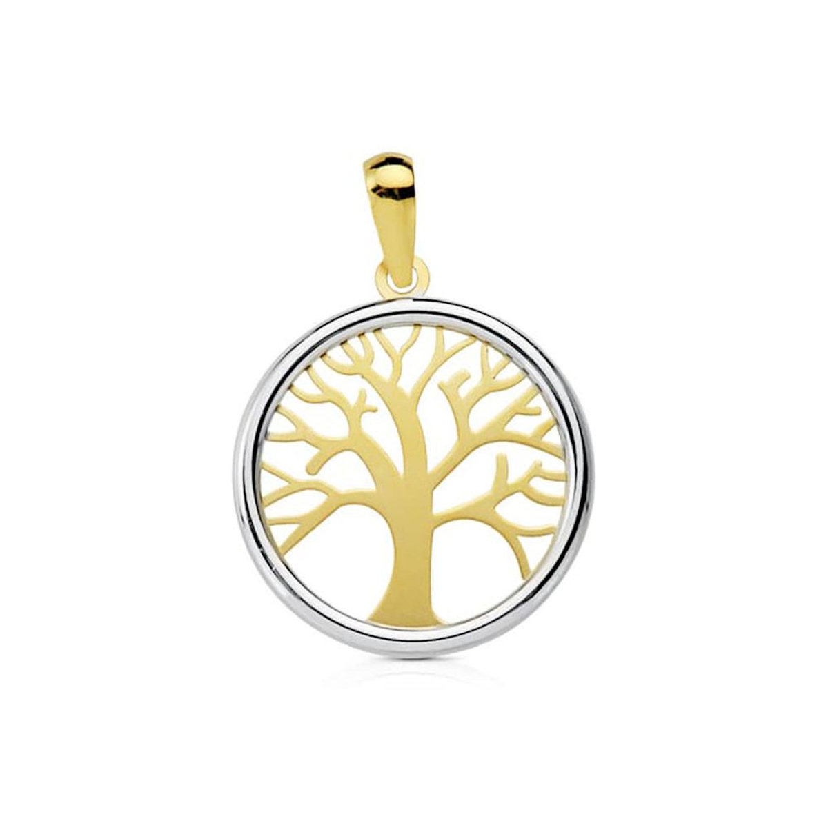 L'ATELIER D'AZUR Pendentif Or 18 Carats 750/000 Bicolore Arbre de Vie - Chaine Offerte