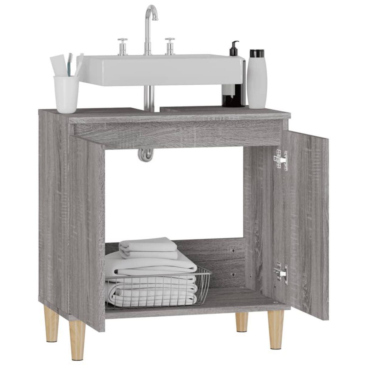 VIDAXL Meuble d'evier sonoma gris 58x33x60 cm bois d'ingenierie