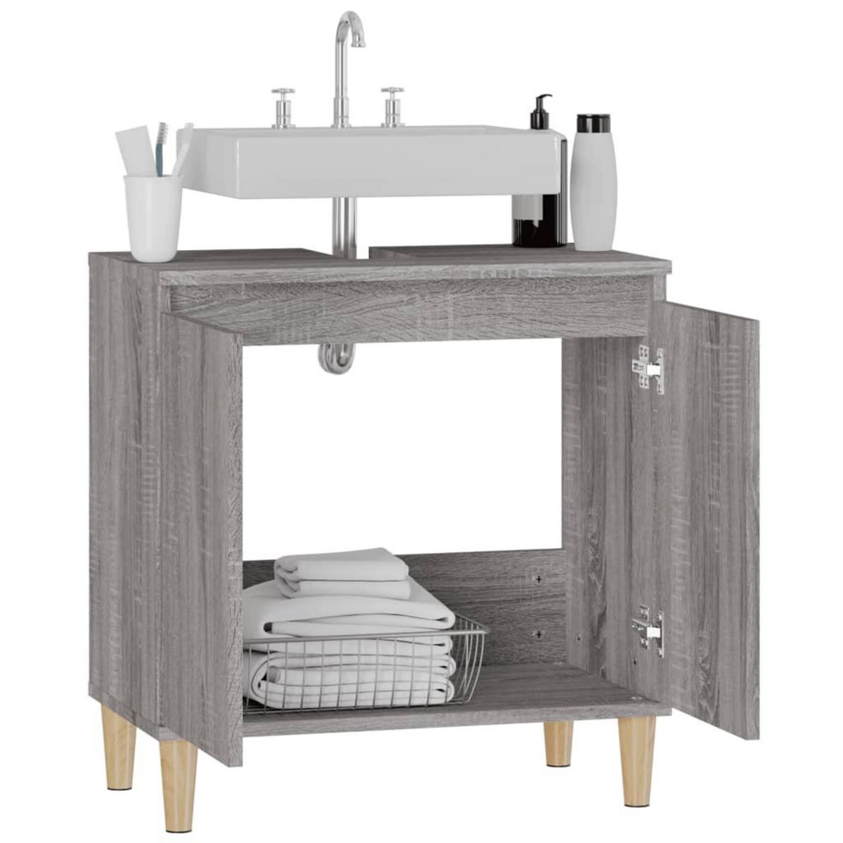 VIDAXL Meuble d'evier sonoma gris 58x33x60 cm bois d'ingenierie