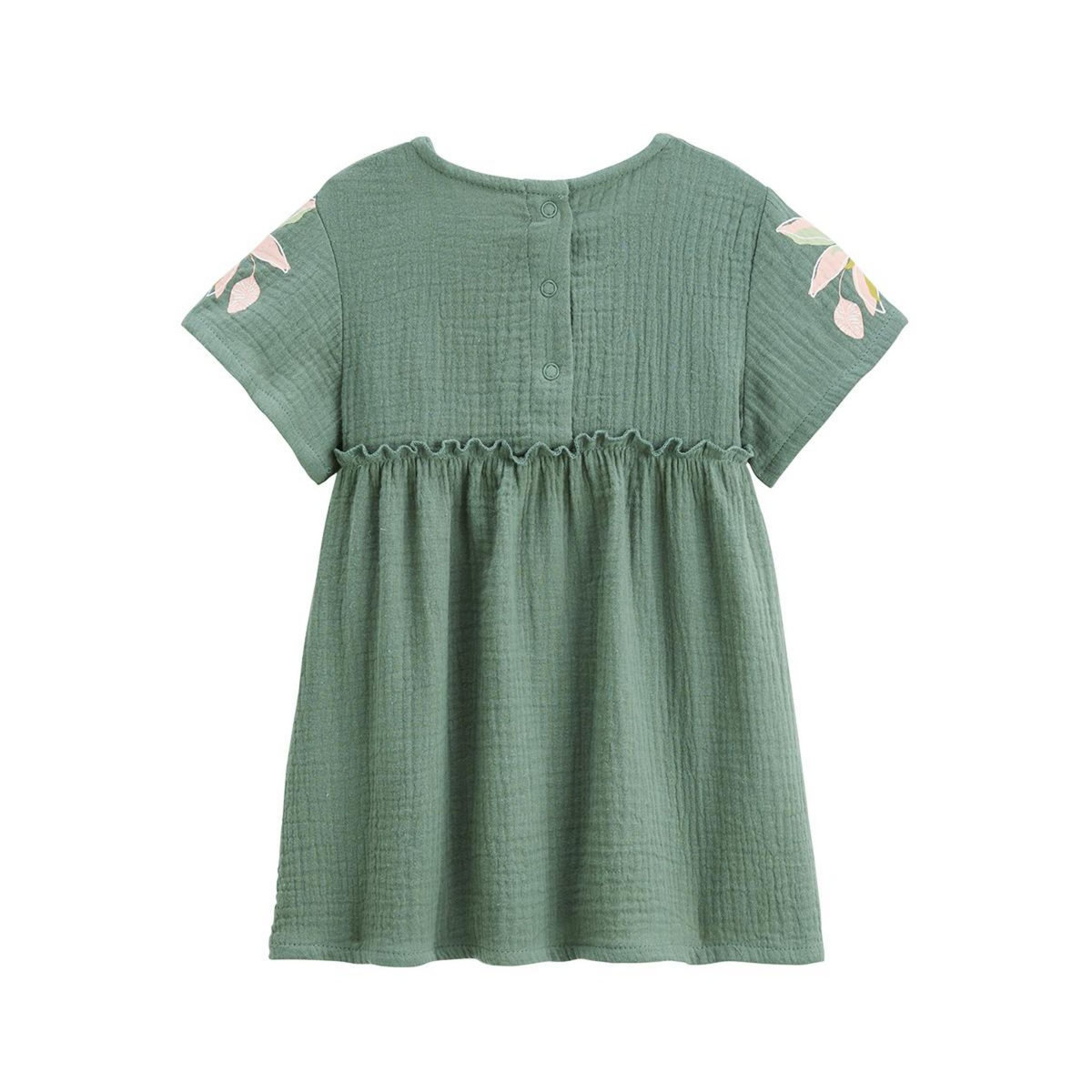 Petit Béguin Robe enfant en gaze de coton + chouchou Pivoina