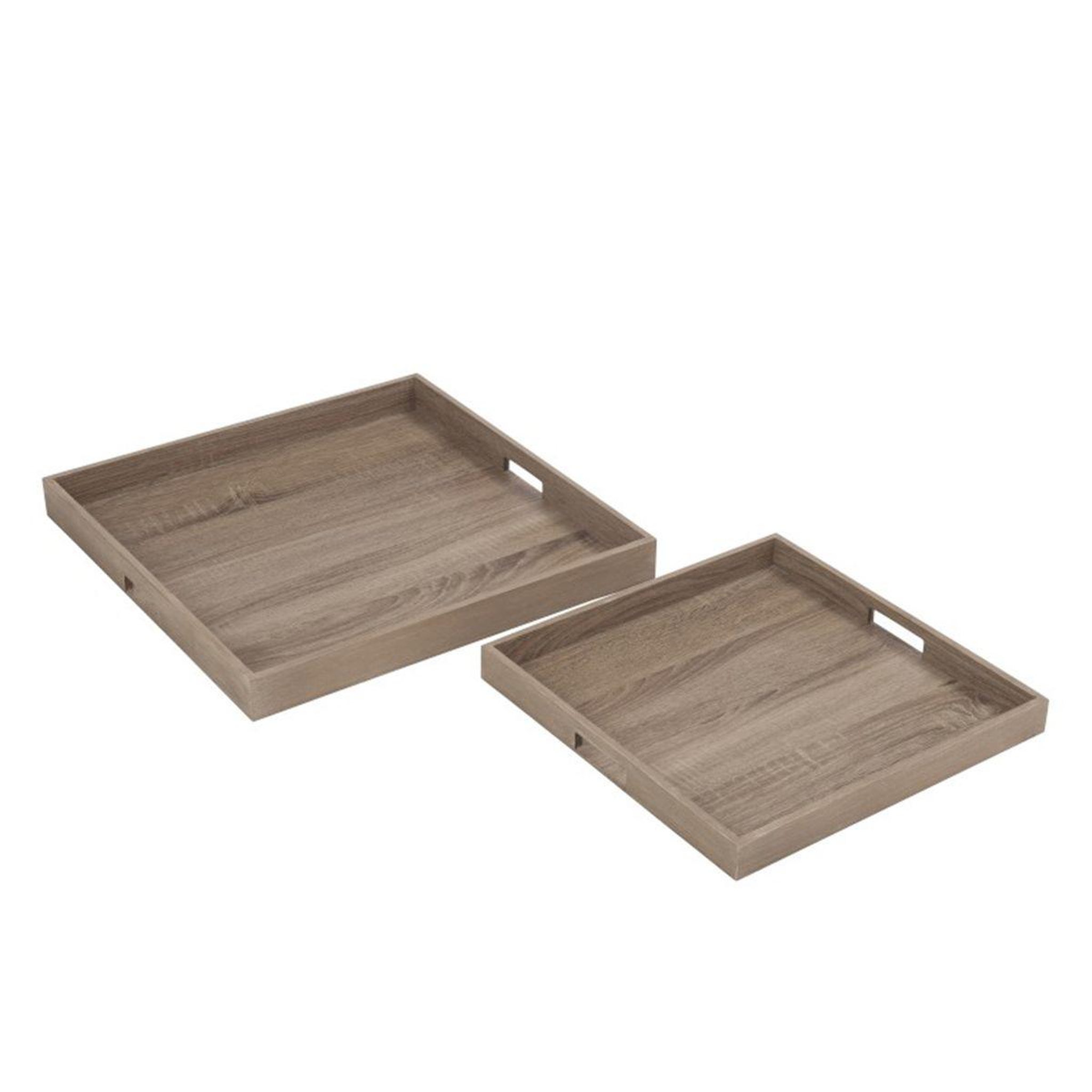 J-LINE Lot de 2 plateaux carrés  ayana  50cm naturel