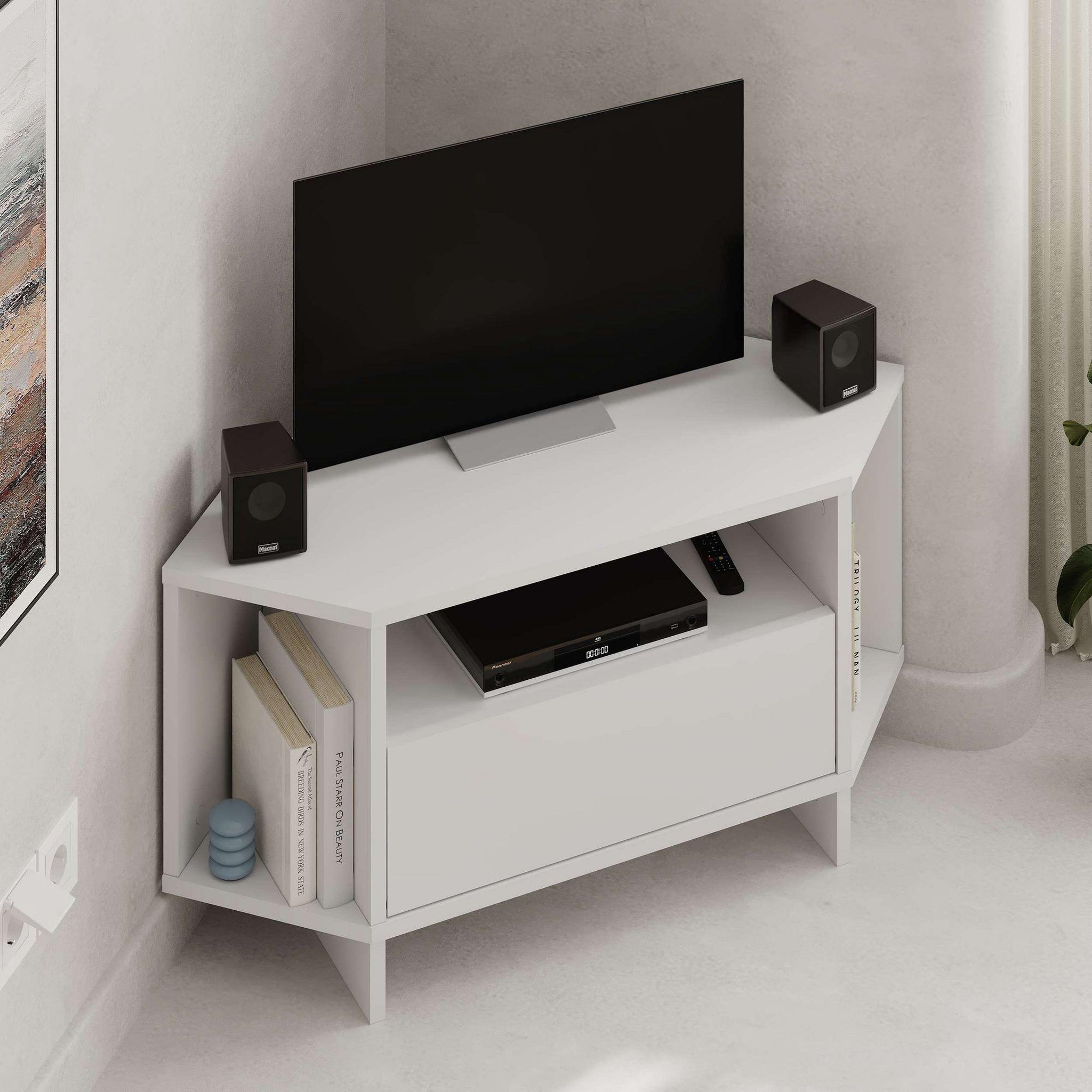Voir la diapositive 2 : Habitat et Jardin Meuble tv en bois  viva  - 95 x 35 x 45 cm - blanc