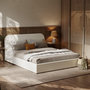 Voir la diapositive 2 : Rendez vous déco Lit double avec coffre 160x200 cm en tissu gris/beige-Tilly