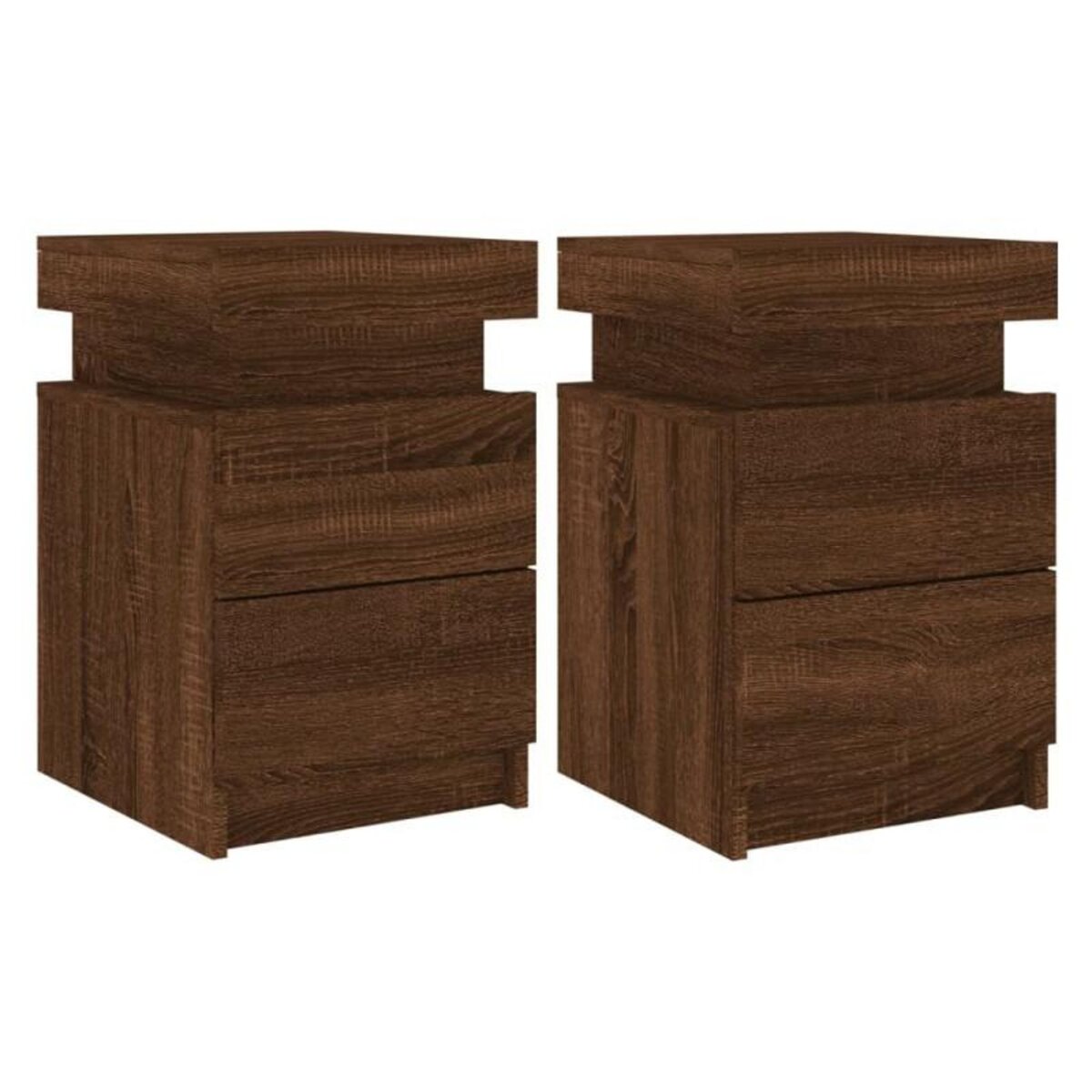 VIDAXL Tables de chevet et lumières LED 2 pcs chêne marron 35x39x55 cm