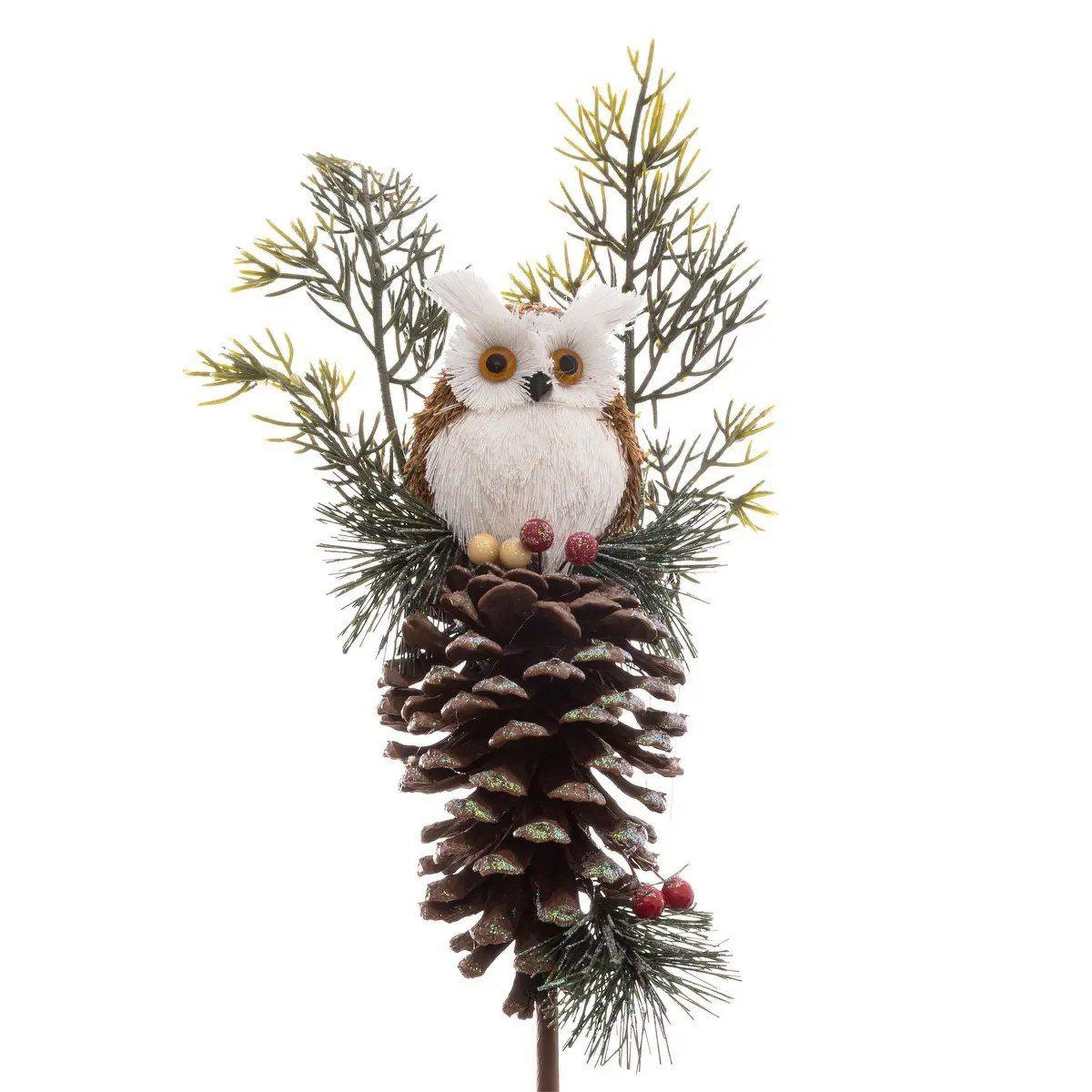 ATMOSPHERA Branche tige déco de noël  hibou  75cm marron