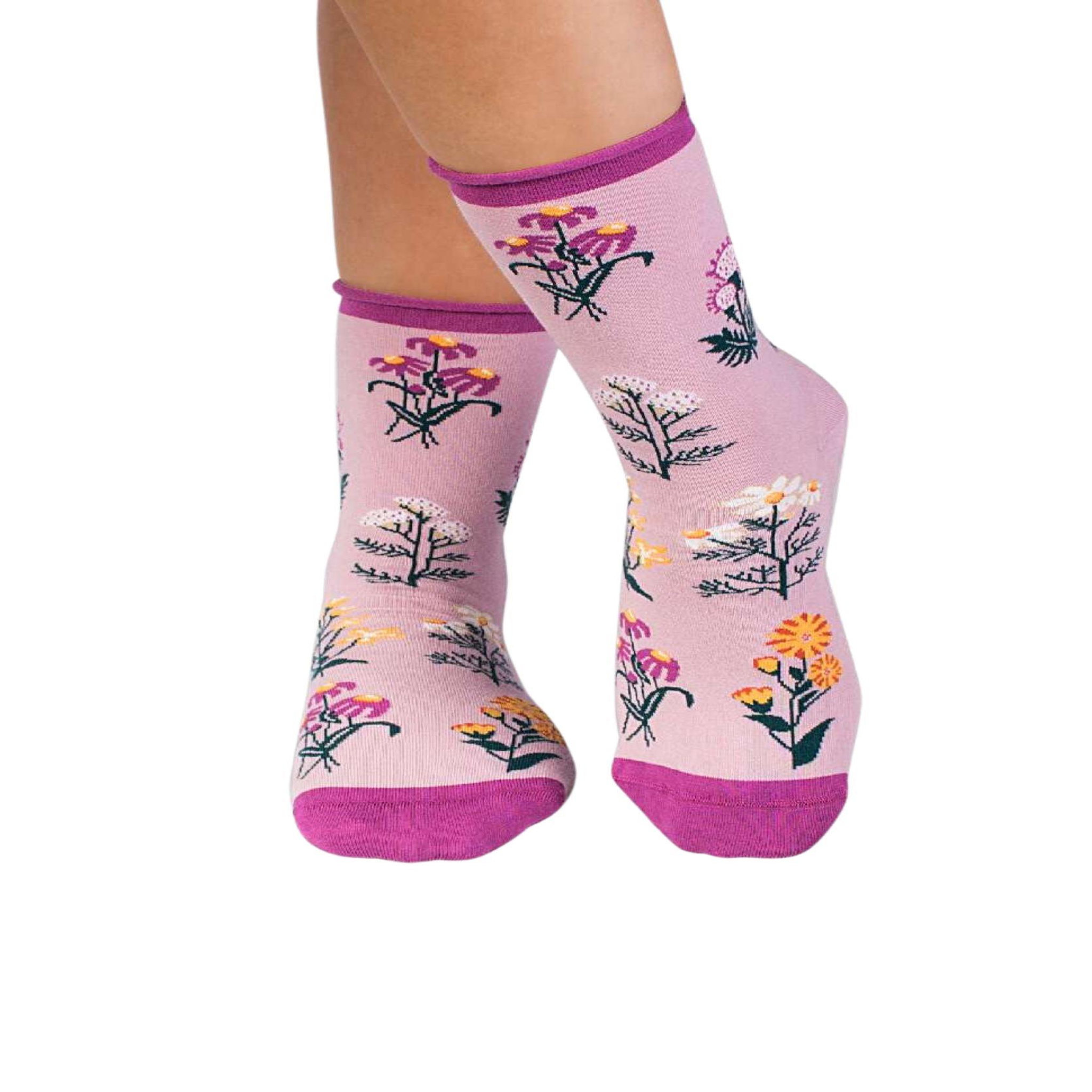 Voir la diapositive 1 : PIRIN HILL Chaussettes coton bio fleurs & herbes - roses