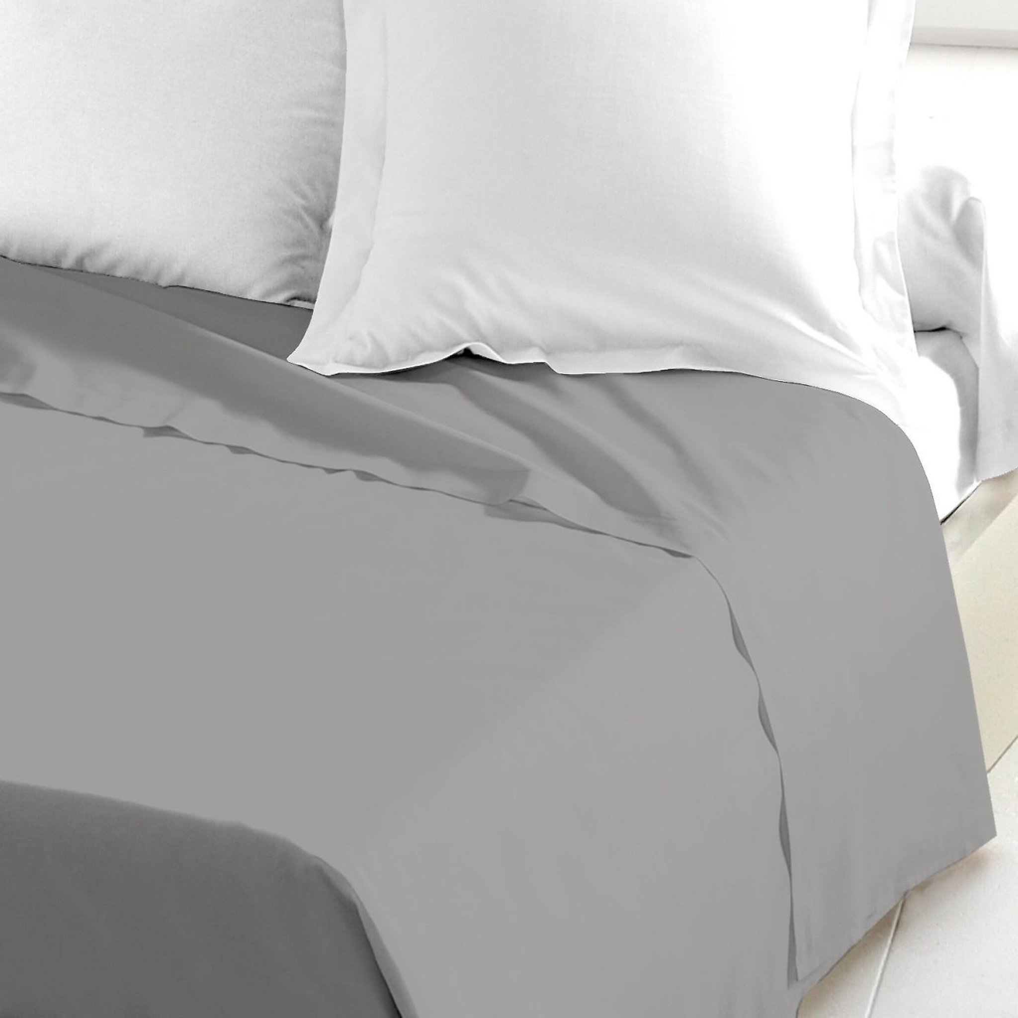 Home collection Drap plat 100% coton. Coloris disponibles : Gris