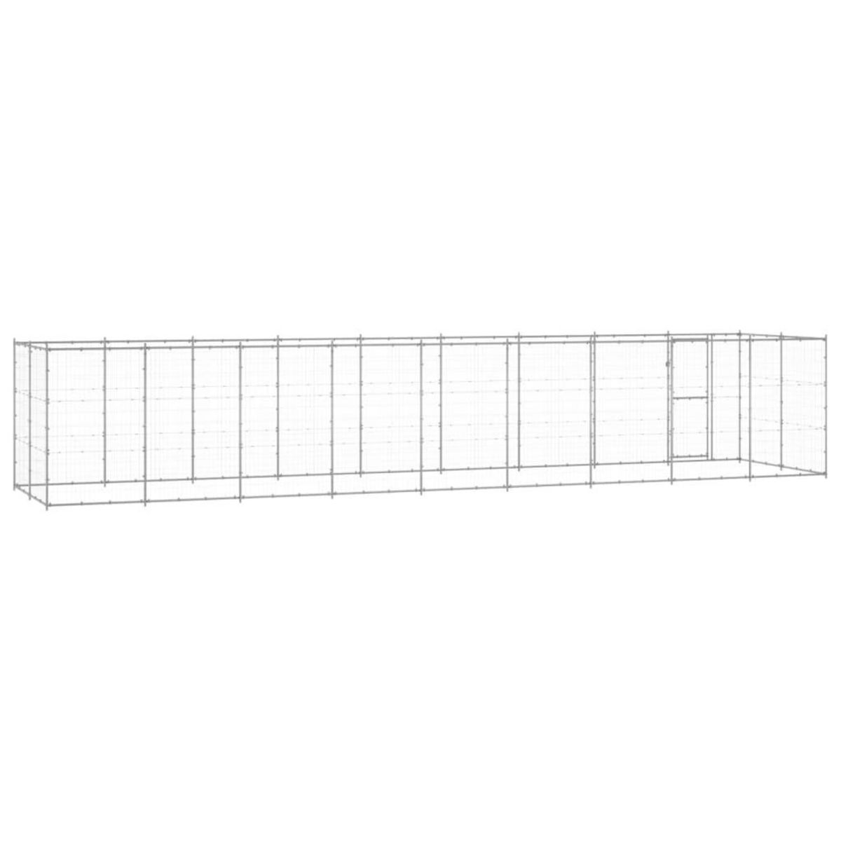 VIDAXL Chenil exterieur Acier galvanise 21,78 m²