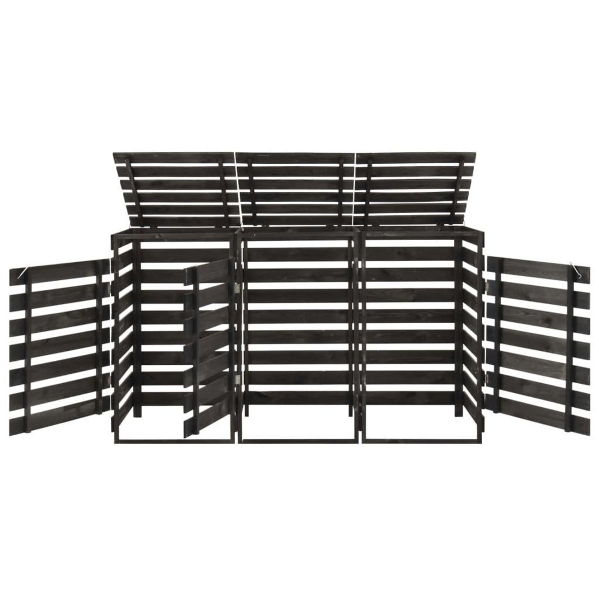 VIDAXL Abri de poubelle triple 210x75x121 cm Bois de pin massif peint