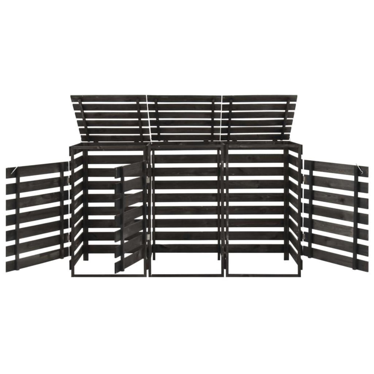 VIDAXL Abri de poubelle triple 210x75x121 cm Bois de pin massif peint