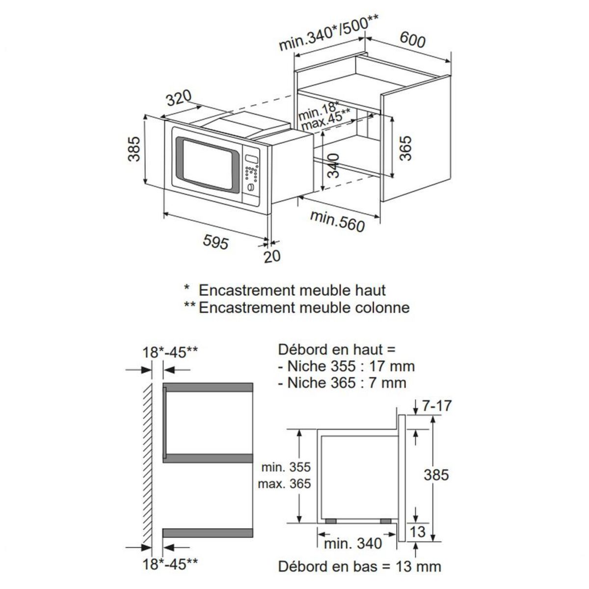 Glem Micro-ondes gril encastrable 20l 900w inox - GMI203IX-1