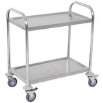 HOMCOM Chariot de service desserte de cuisine à roulettes 2 étagères / 3 étagères acier inox. Chromé. Coloris disponibles : Gris