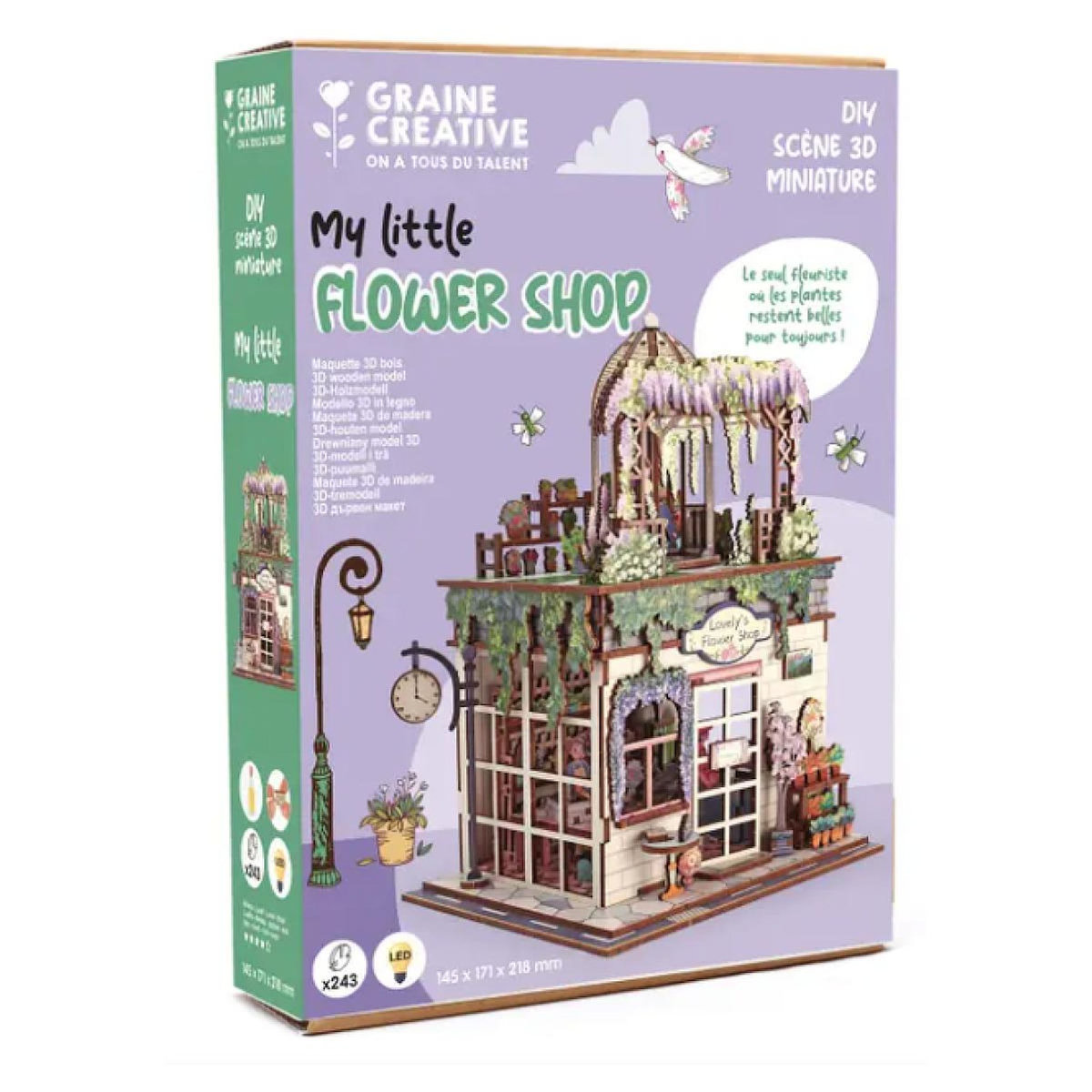 Graine créative Vitrine bois 3D - Flower shop