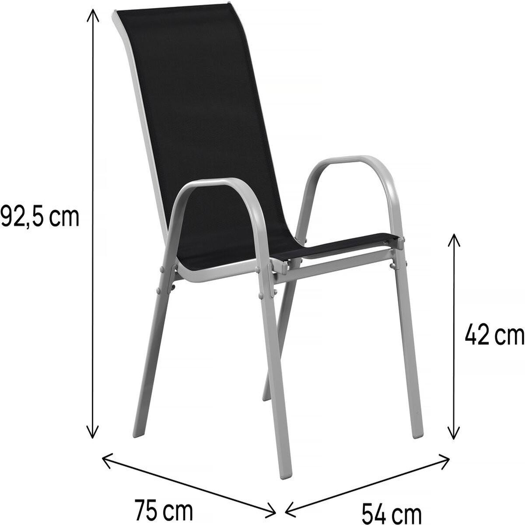 Voir la diapositive 3 : Habitat et Jardin Fauteuil jardin textilène  cordoba  - phoenix - noir - lot de 2