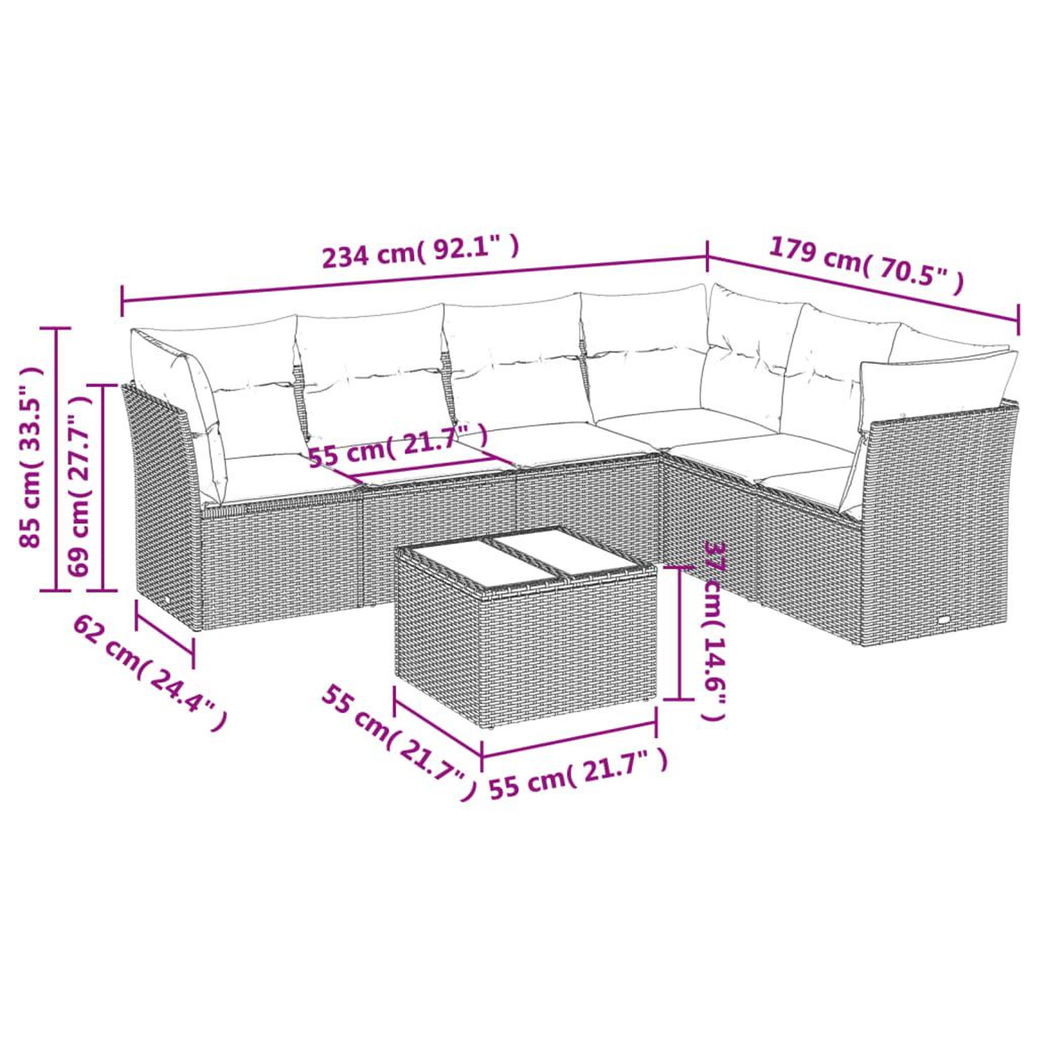 Voir la diapositive 4 : VIDAXL Salon de jardin avec coussins 7 pcs marron resine tressee