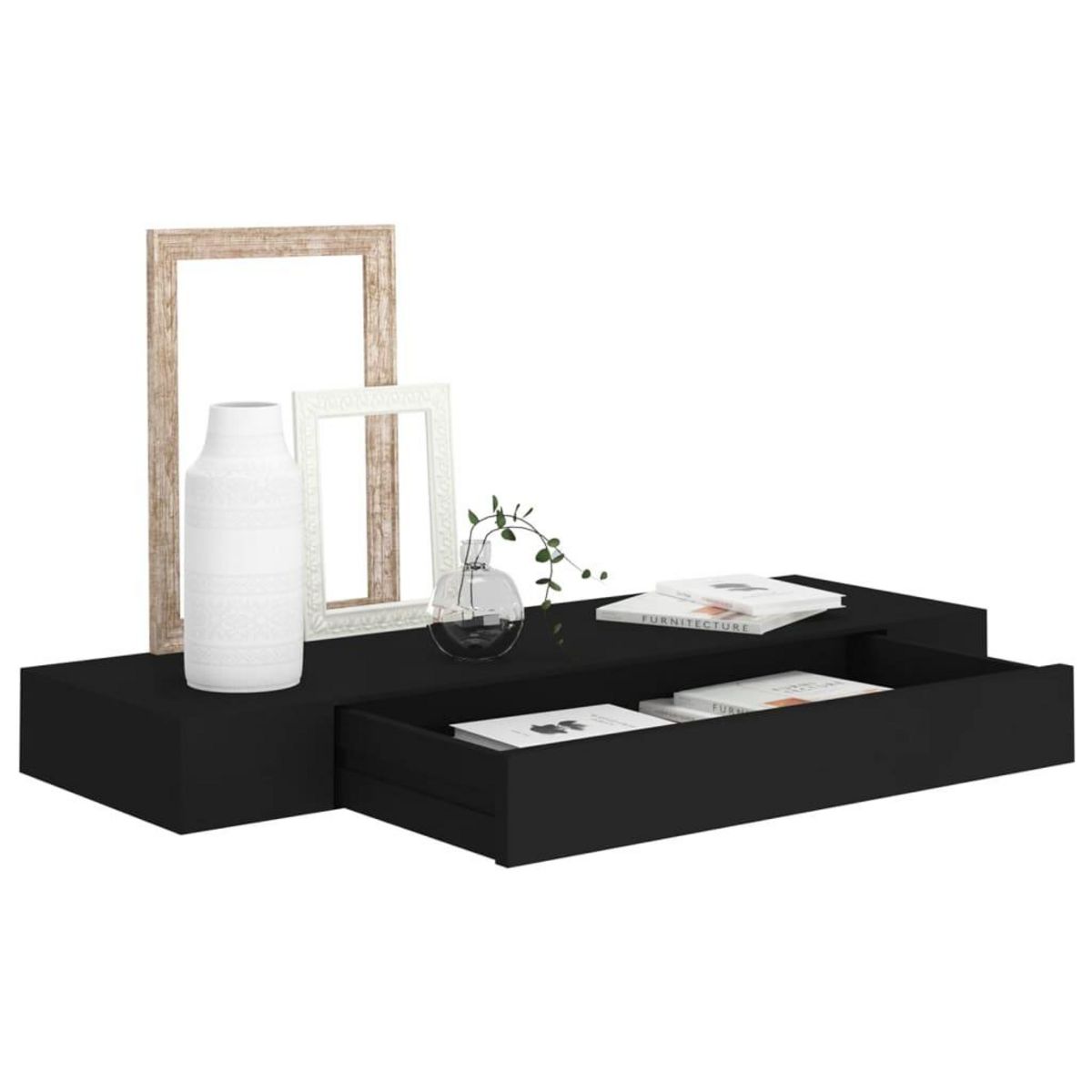VIDAXL Etagere murale flottante avec tiroir Noir 80x25x8 cm