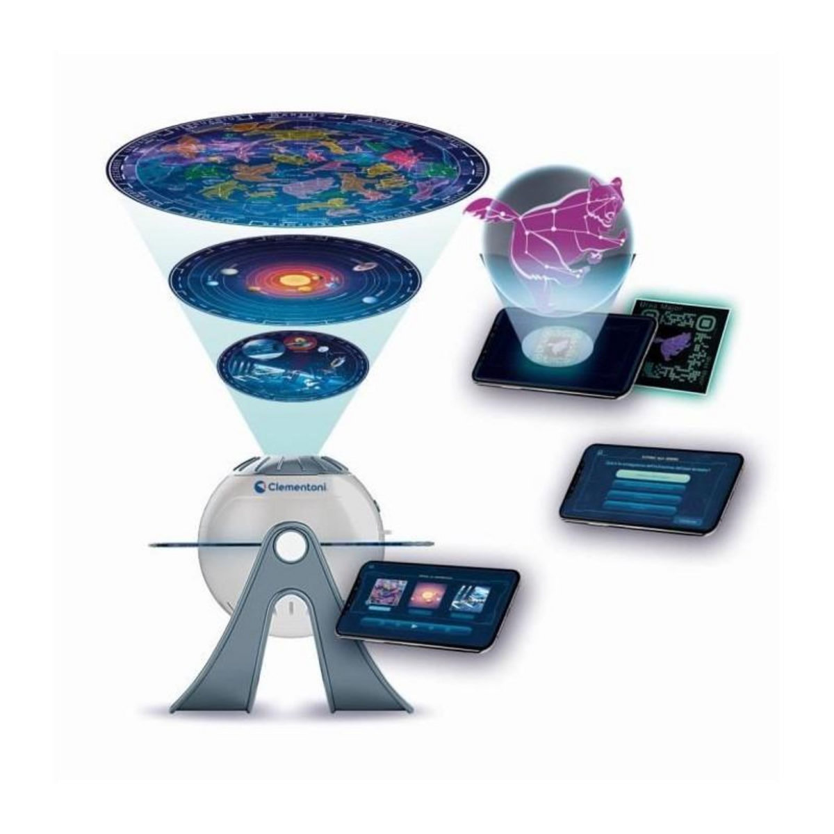 CLEMENTONI CLEMENTONI - Projecteur Planetes et Constellations - 3 modes de jeux - Application gratuite contenus et quizz