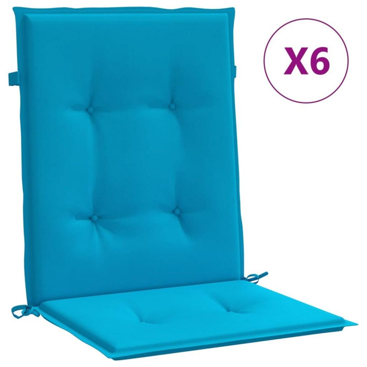 VIDAXL Coussins de chaise de jardin a dossier bas lot de 6 bleu