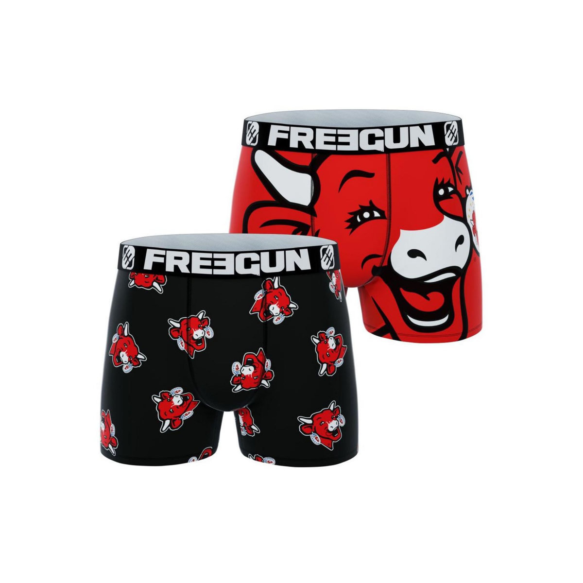 FREEGUN Lot de 2 boxers homme La vache qui rit Aop