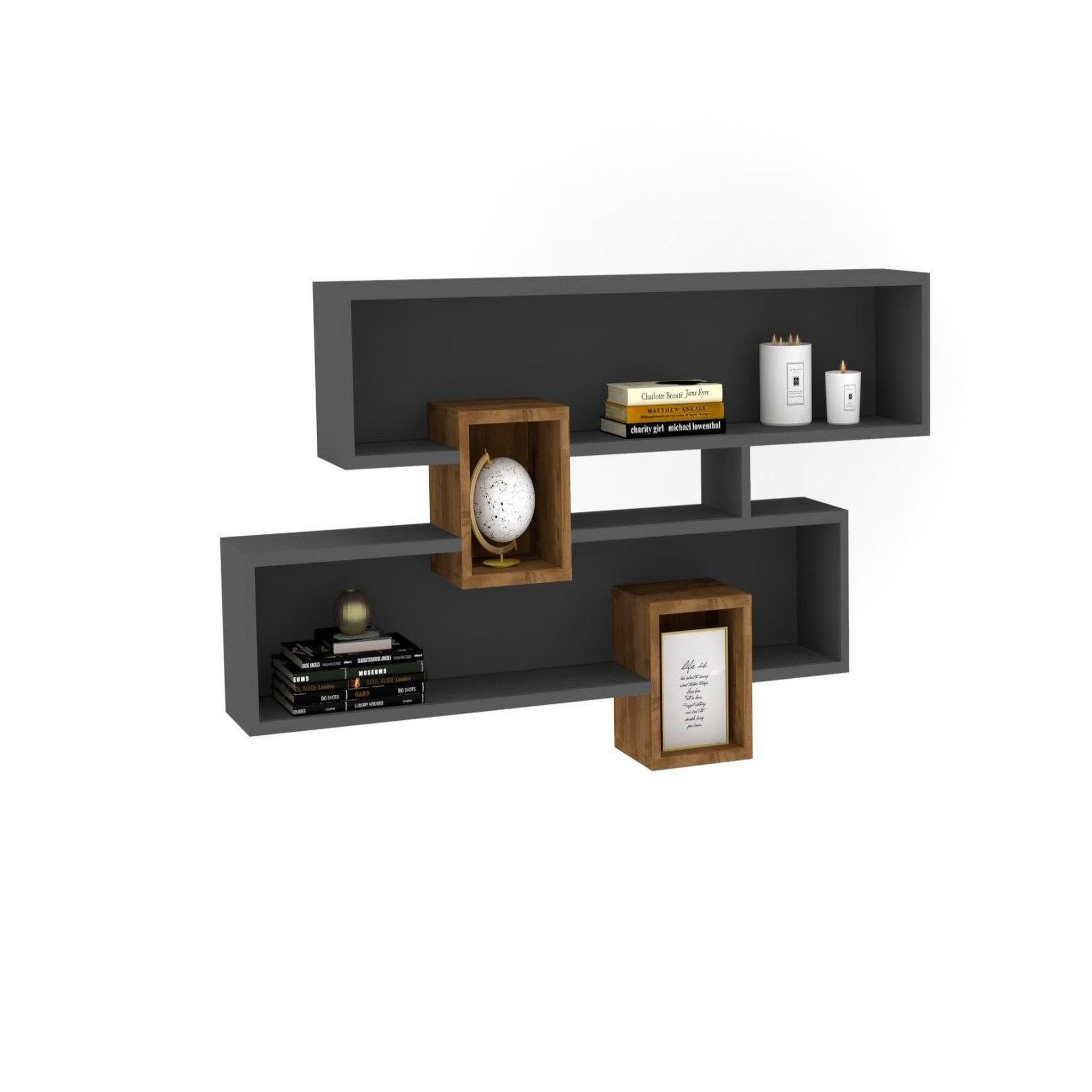 Habitat et Jardin Étagère murale en bois  karen  - 120 x 22 x 75 cm - noyeranthracite