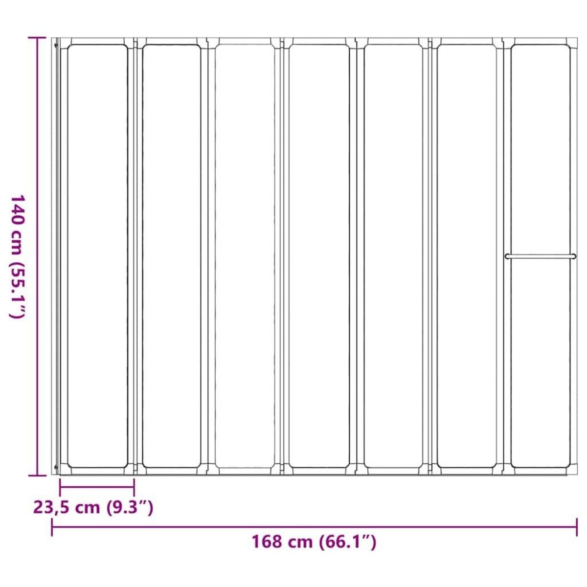 VIDAXL Pare baignoire a 7 volets avec porte-serviettes 140 x 168 cm