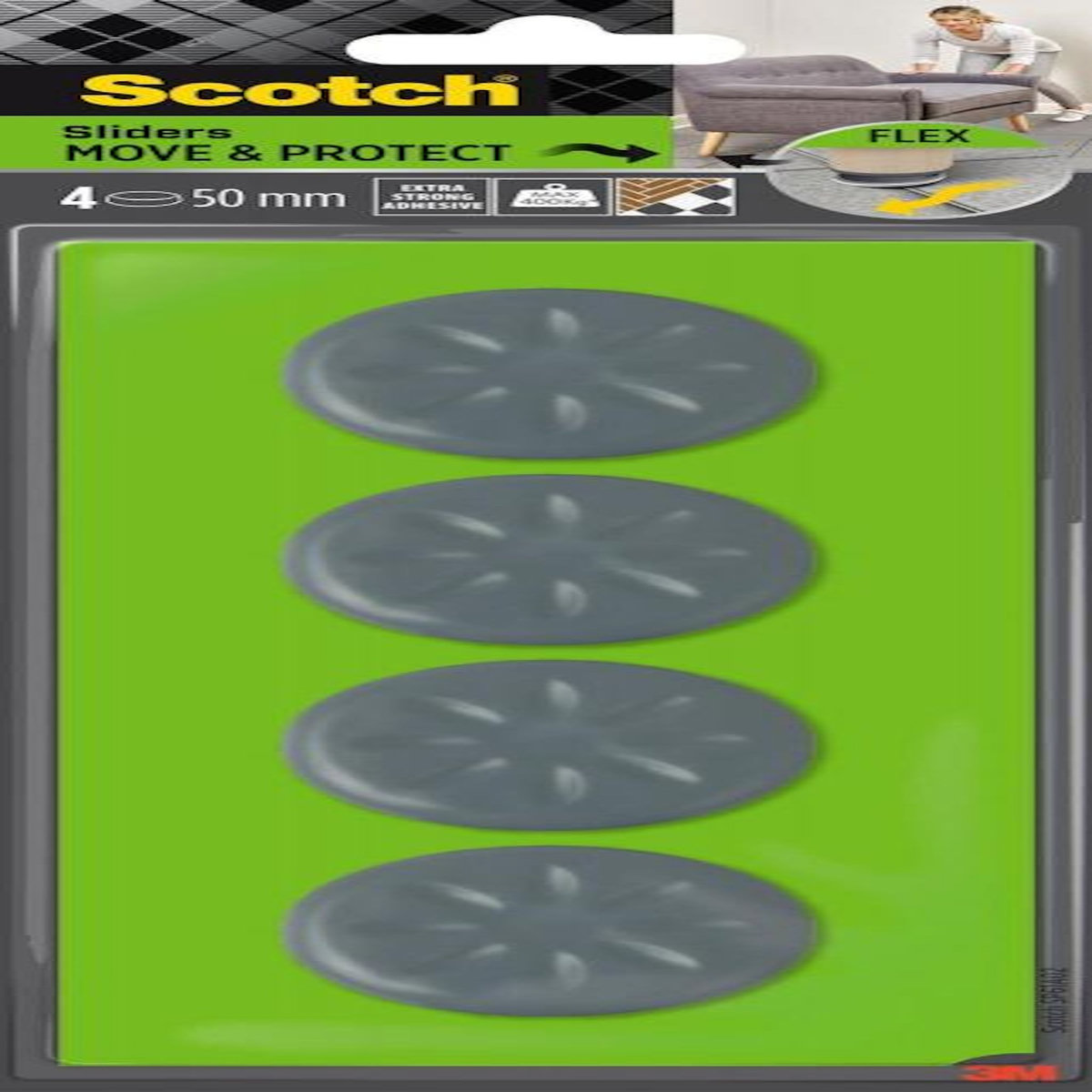 CENTRALE BRICO Lot de 4 patins de pied de meuble en polypropylène adhésif SCOTCH Diam. 50 mm