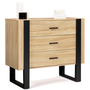 Voir la diapositive 1 : ID MARKET Commode 3 tiroirs PHOENIX 80 cm bois et noir