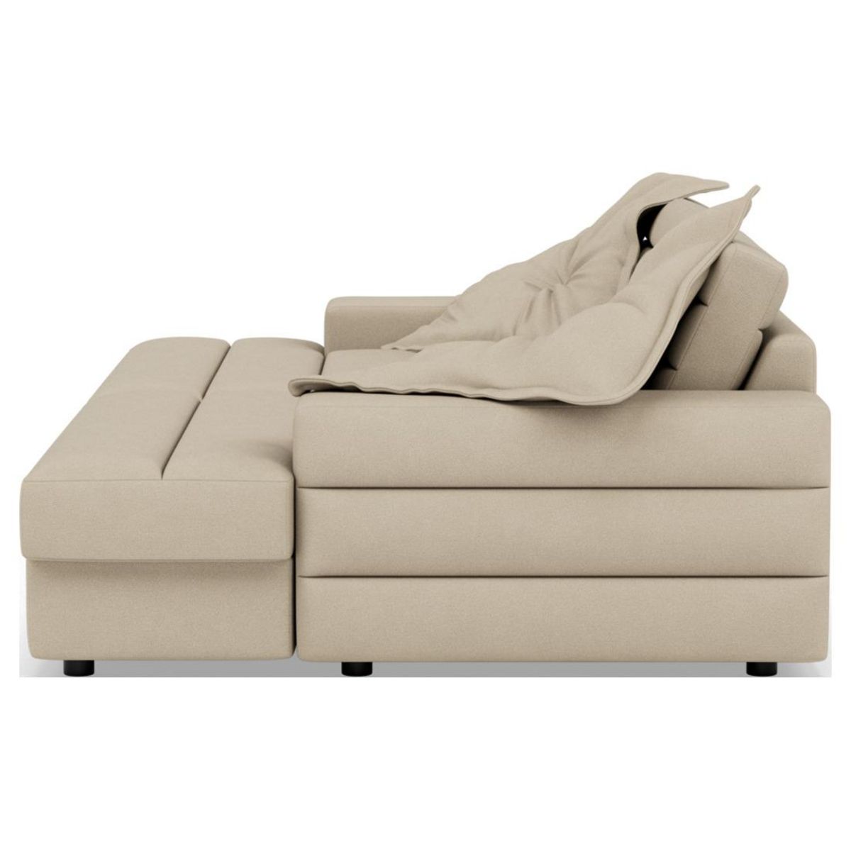 LISA DESIGN Loredana - canapé droit 4 places double méridienne - assise profonde - en tissu texturé