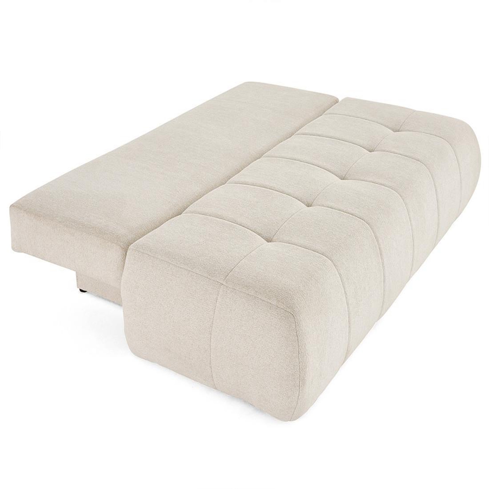 Voir la diapositive 2 : BEST MOBILIER Bowie - canapé 3 places convertible coffre + coussin rond inclus en tissu texturé