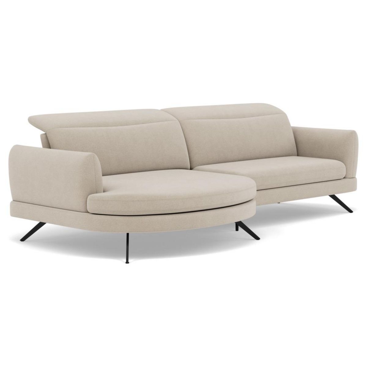 LISA DESIGN Terry - canapé d'angle gauche 4 places avec têtières réglables en tissu texturé