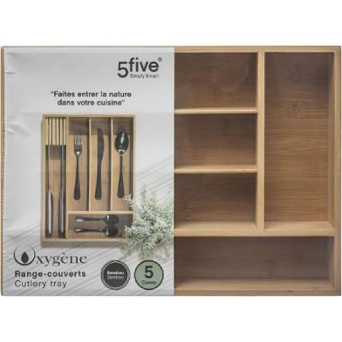 FIVE Range-Couverts 5 Compartiments  Tidy Smart  38cm Naturel