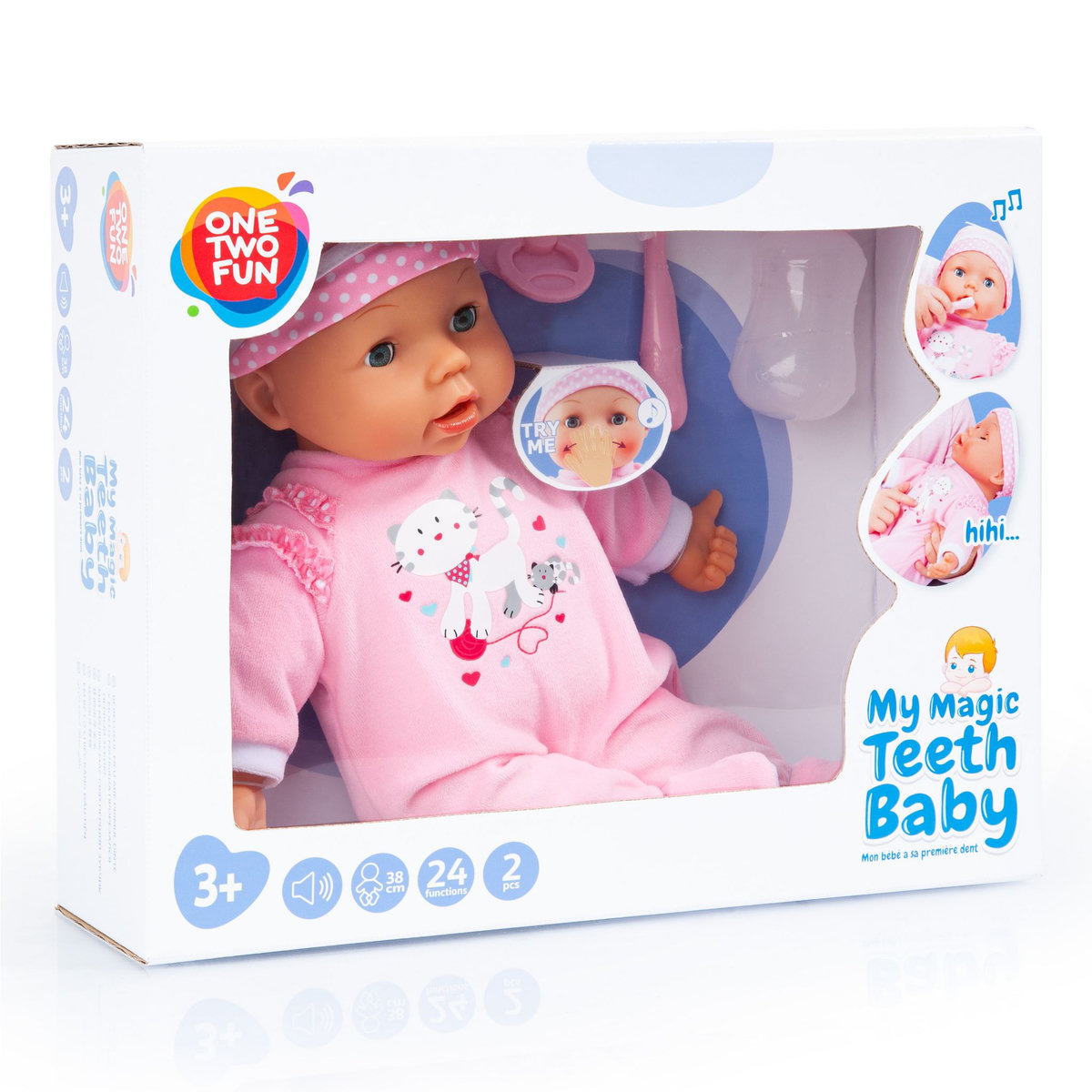 One Two Fun Poupon interactif 38 cm - Mon bébé fait ses premières dents