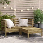 VIDAXL Canape de jardin 2 places avec repose-pieds bois pin impregne