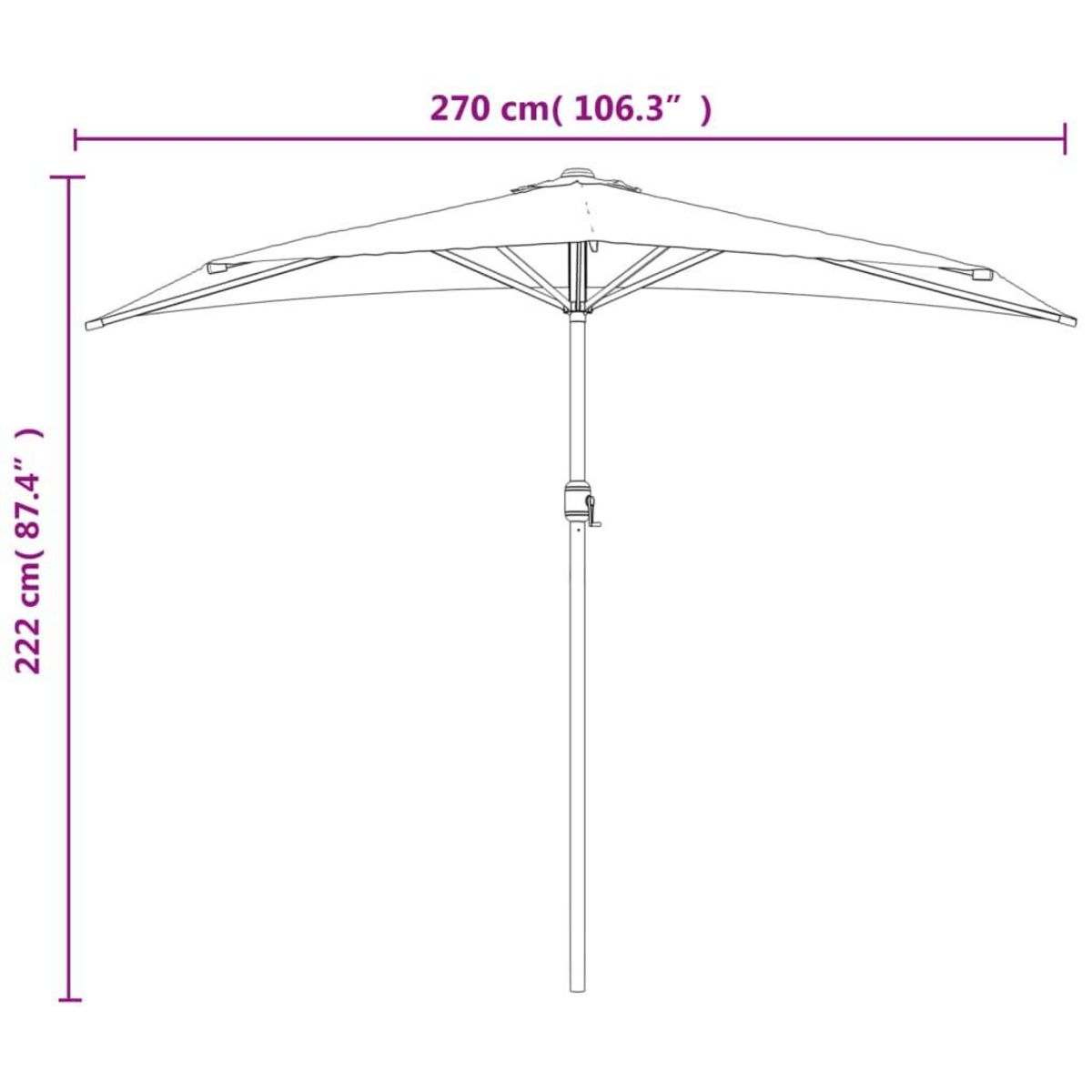 VIDAXL Parasol de balcon avec mat en aluminium Bleu 270x144x222cm Demi