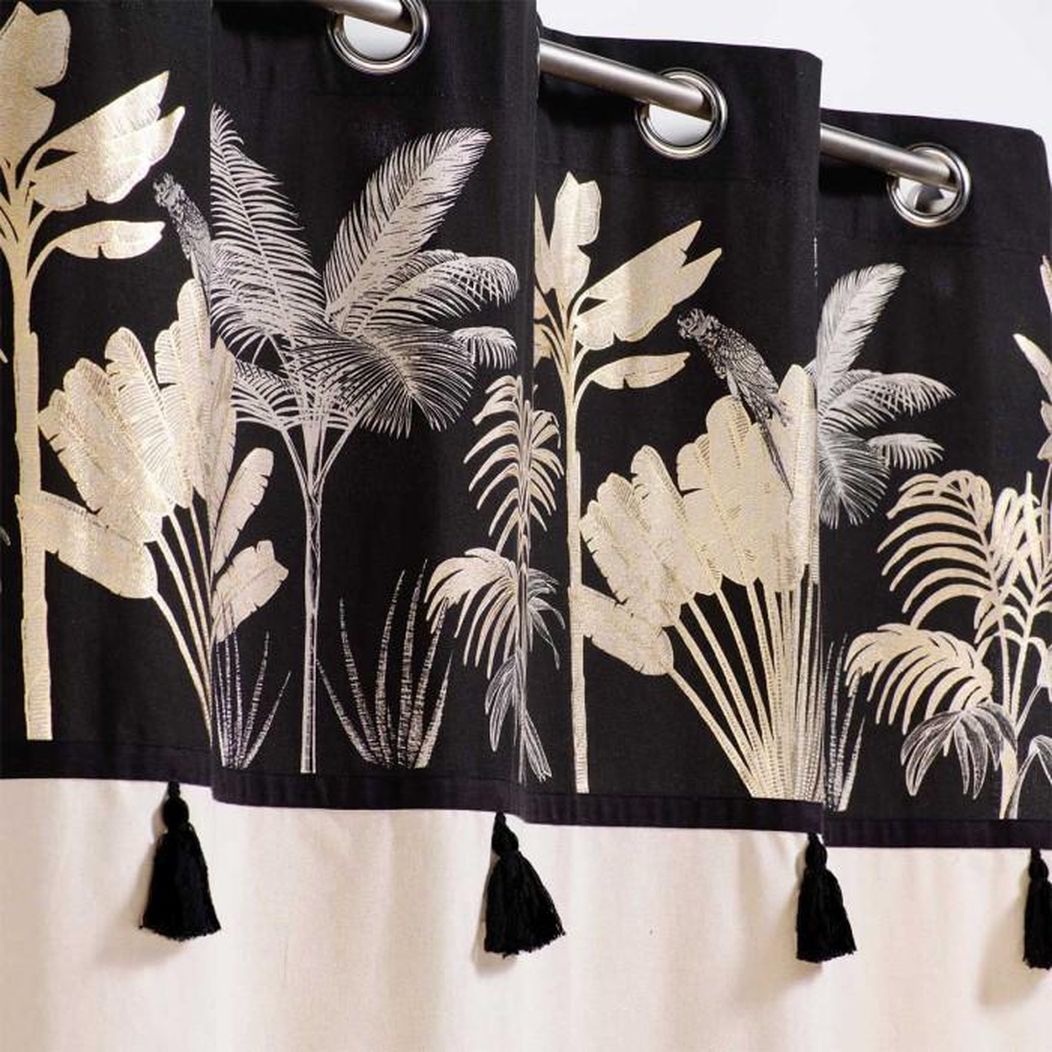 Voir la diapositive 2 : Paris Prix Rideau à Œillets  Karaba  140x240cm Naturel & Noir