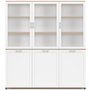 Voir la diapositive 3 : ID MARKET Buffet vaisselier 160 cm VITO meuble de cuisine 6 portes blanc et bois