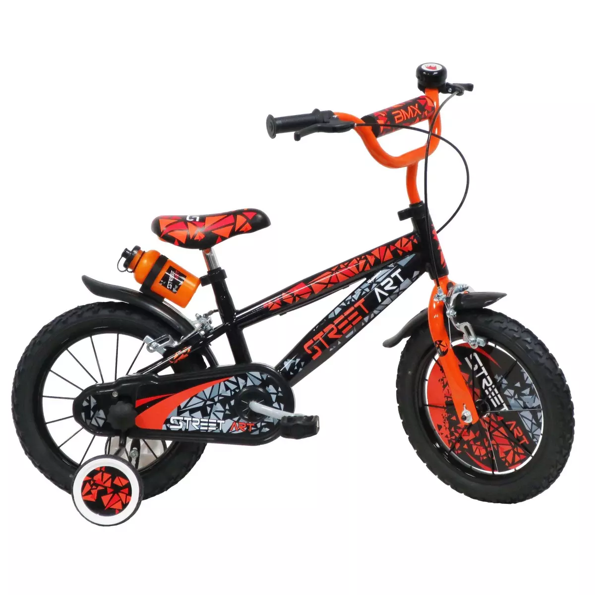  Vélo 14  Garçon  Street Art  pour enfant de 4 à 6 ans avec stabilisateurs à molettes - 2 freins