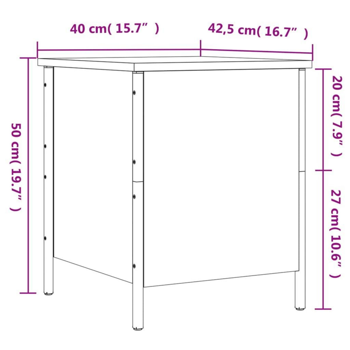 VIDAXL Banc de rangement sonoma gris 40x42,5x50 cm bois d'ingenierie