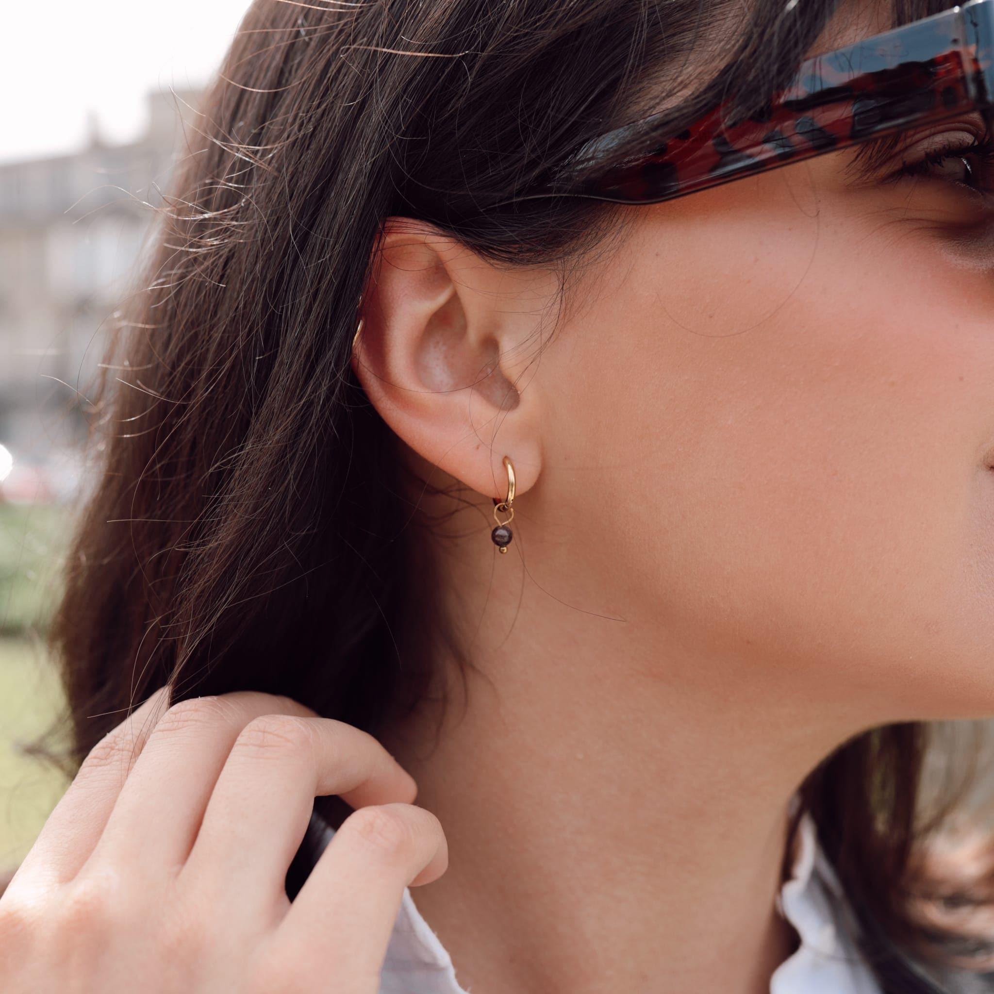 Voir la diapositive 2 : SLOYA Boucles d'oreilles créoles Serena en pierres Tourmaline
