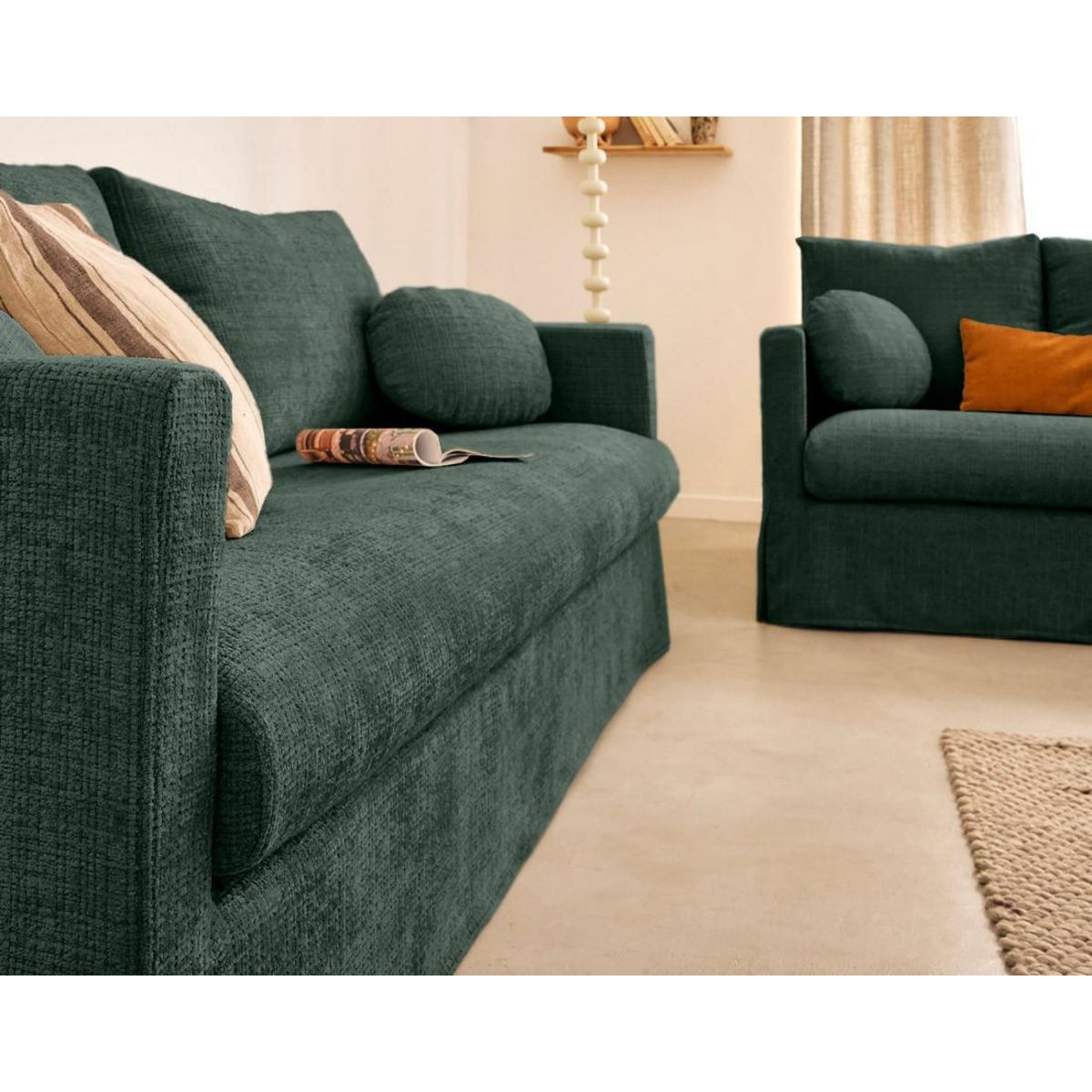 LISA DESIGN Serena - canapé droit déhoussable 3 places en velours texturé