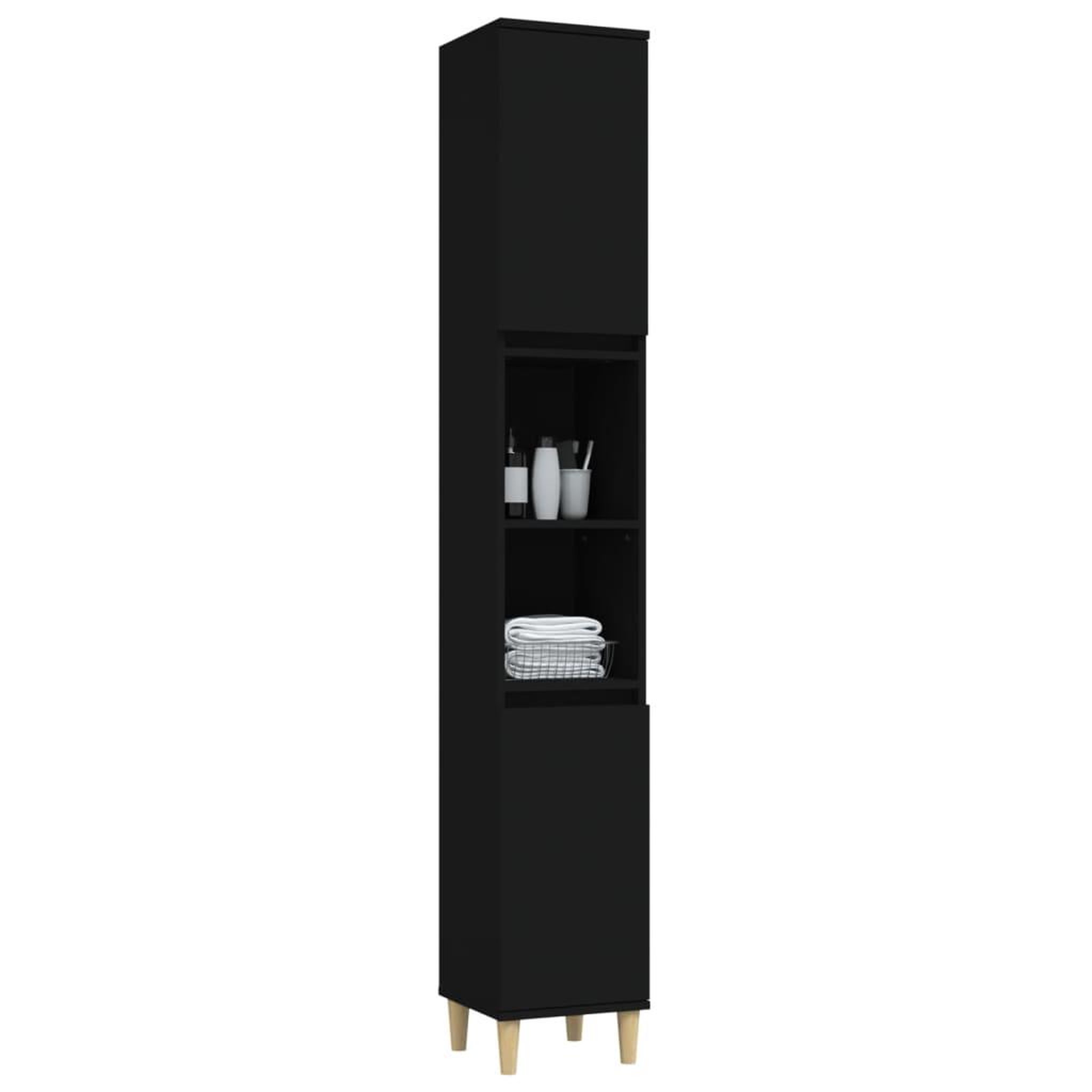 Voir la diapositive 4 : VIDAXL Armoire de salle de bain noir 30x30x190 cm bois d'ingenierie