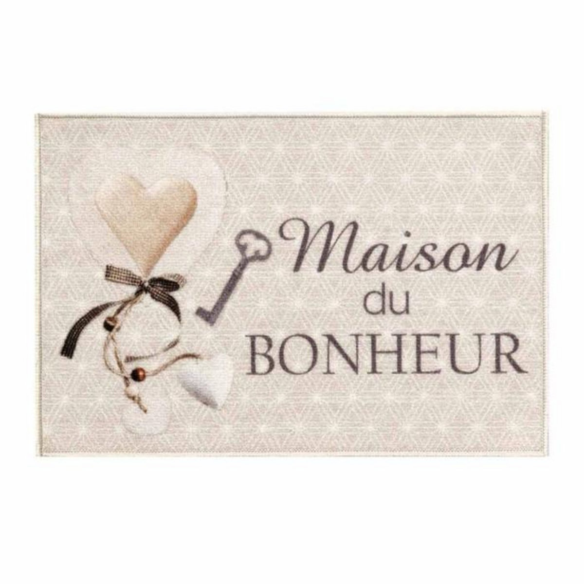 Paris Prix Tapis d'Entrée Imprimé  Happiness  40x60cm Beige