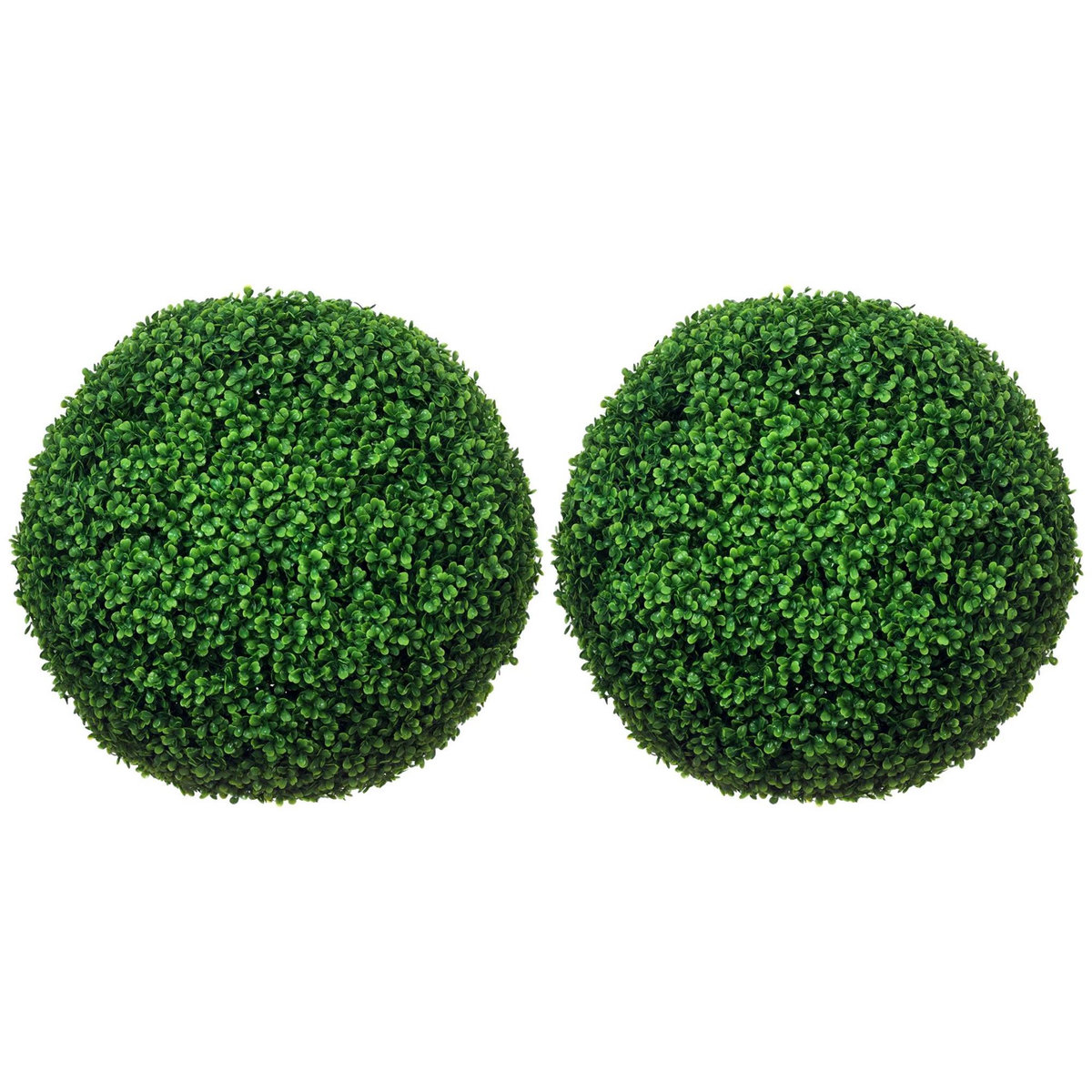 HOMCOM Lot de 2 buis artificiels topiaires artificielles en forme de boule Ø 50 cm PE vert