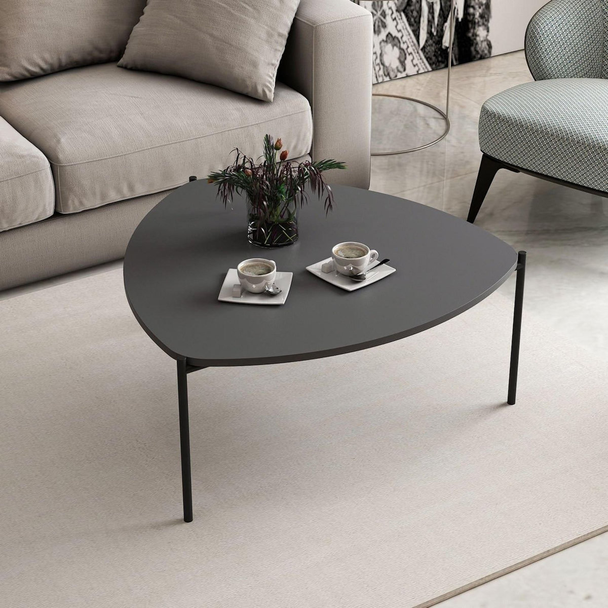 Habitat et Jardin Table basse en bois  Lenny  - 90 x 89 x 40 cm - Anthracite
