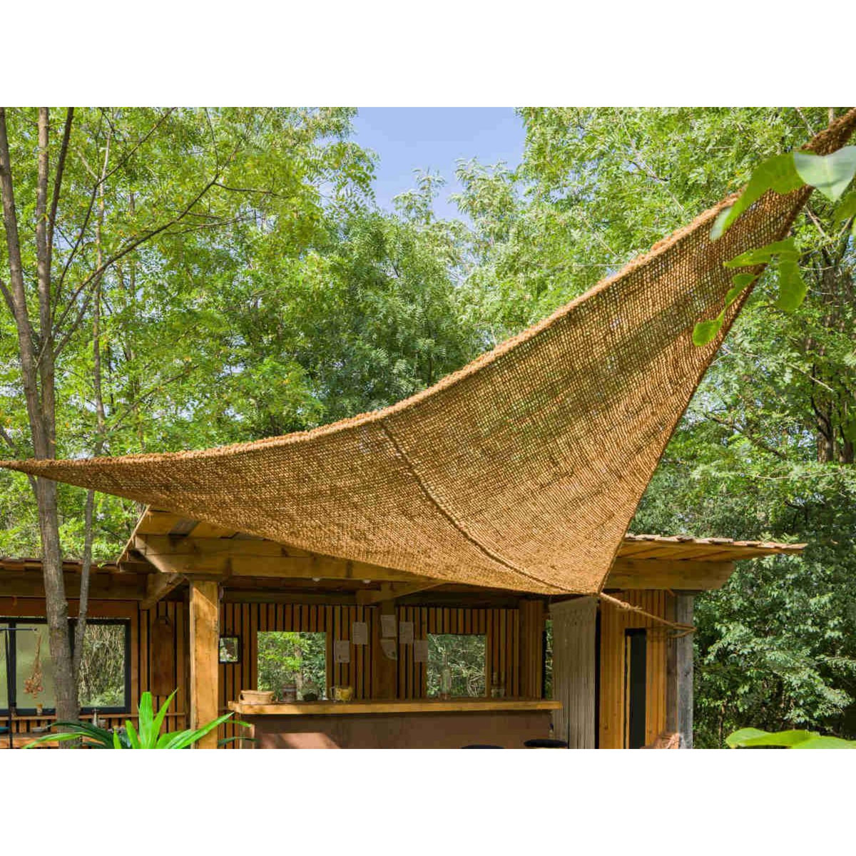 Jardiline Ombrière naturelle en fibres de coco Triangulaire 3,50 m - Jardiline