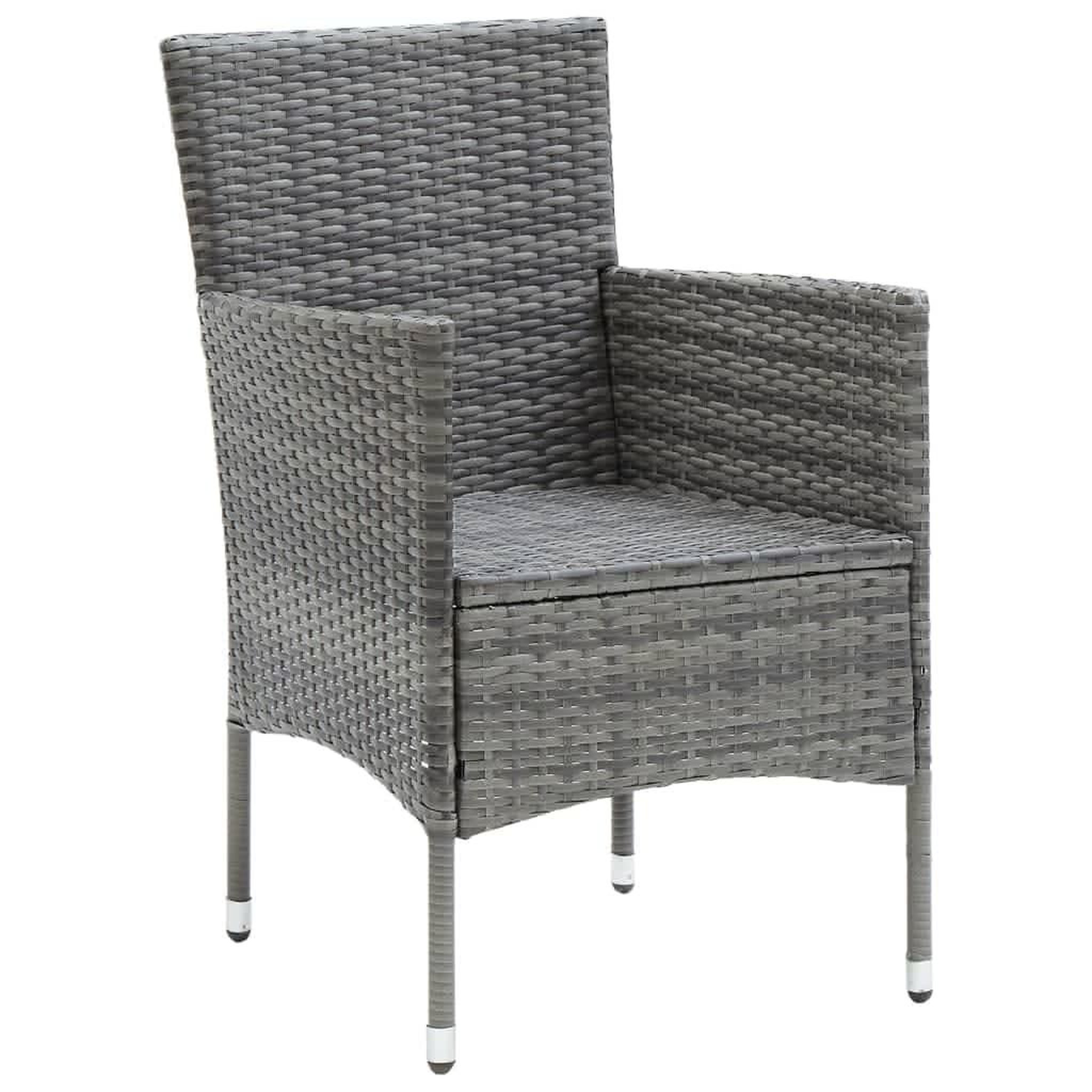 Voir la diapositive 5 : VIDAXL Ensemble a manger de jardin coussins 5pcs Resine tressee Gris