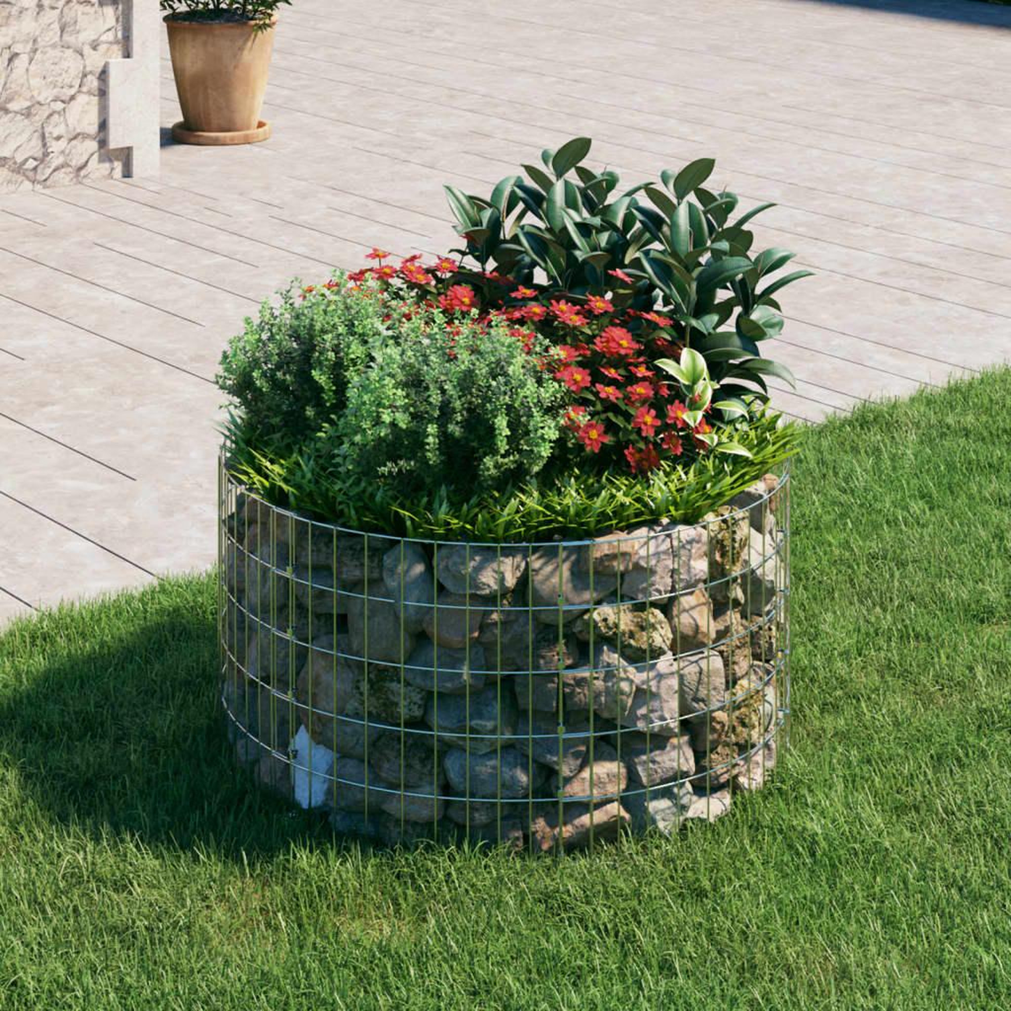 VIDAXL Poteau a gabion circulaire Acier galvanise Ø100x50 cm