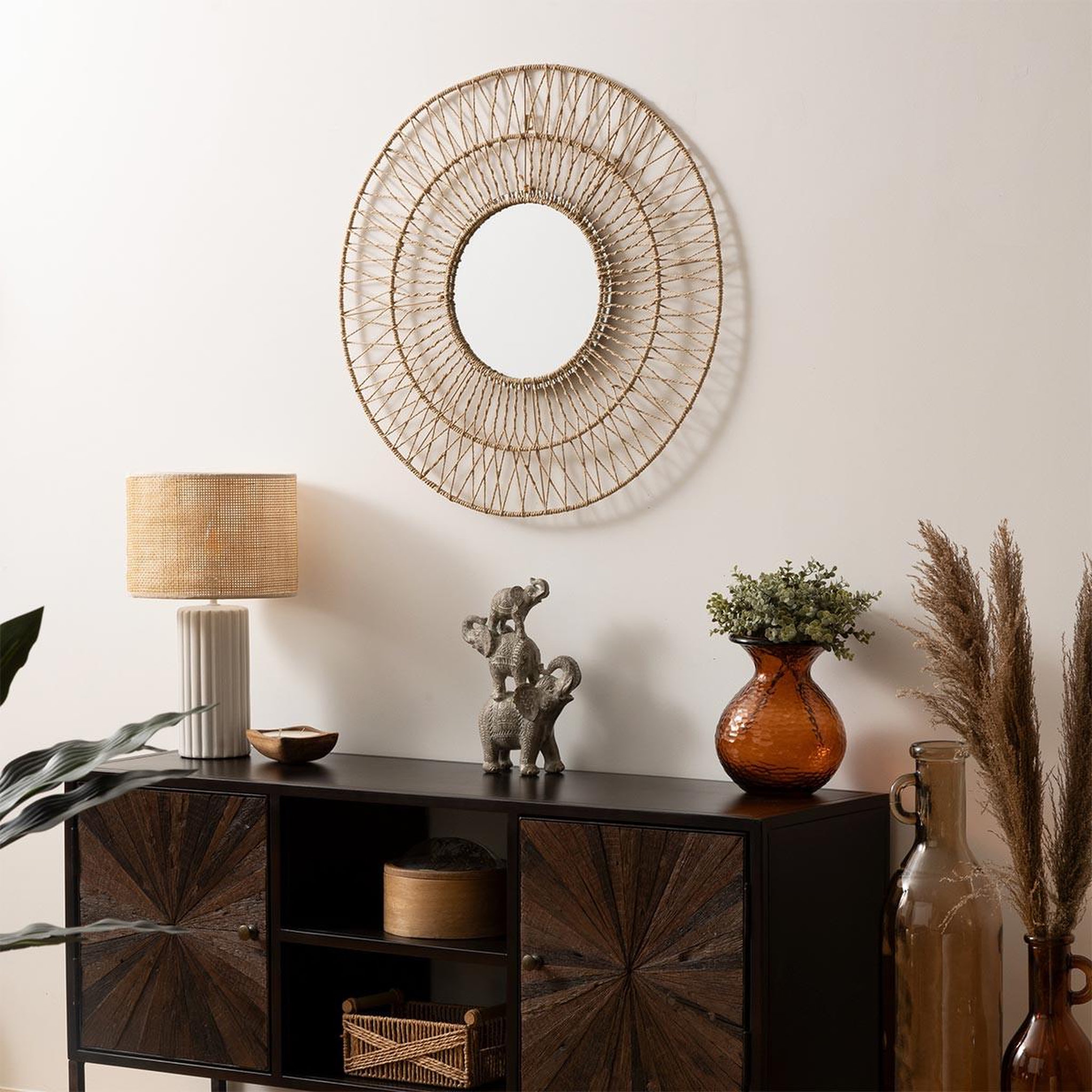 Voir la diapositive 4 : ATMOSPHERA Miroir déco corde  millie  75cm naturel